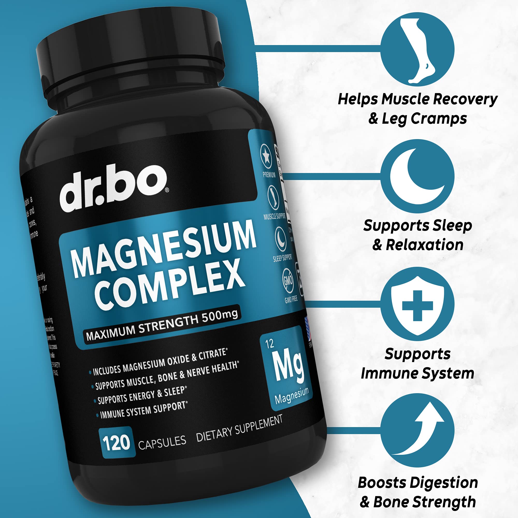 Foto 3 pulgar | Suplemento Dr. Bo Magnesium Complex 500 Mg 120 Cápsulas - Venta Internacional.