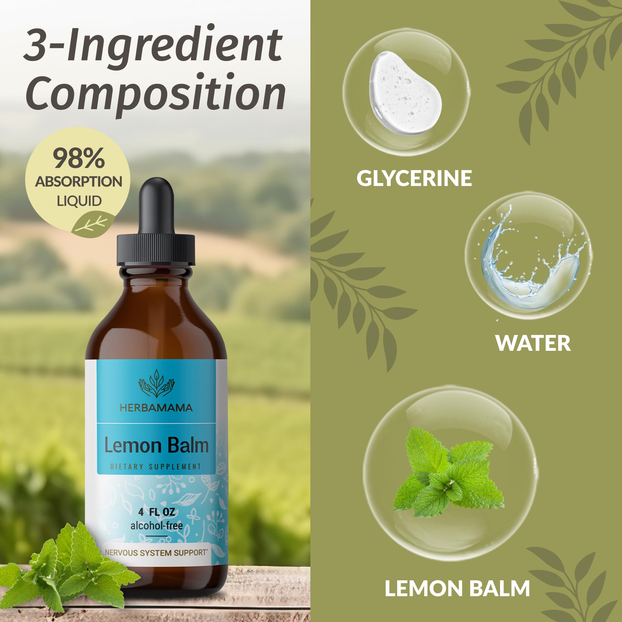 Foto 4 | Tintura Herbamama  Extracto De Hoja De Bálsamo De Limón  56 Ml  Vegano - Venta Internacional.