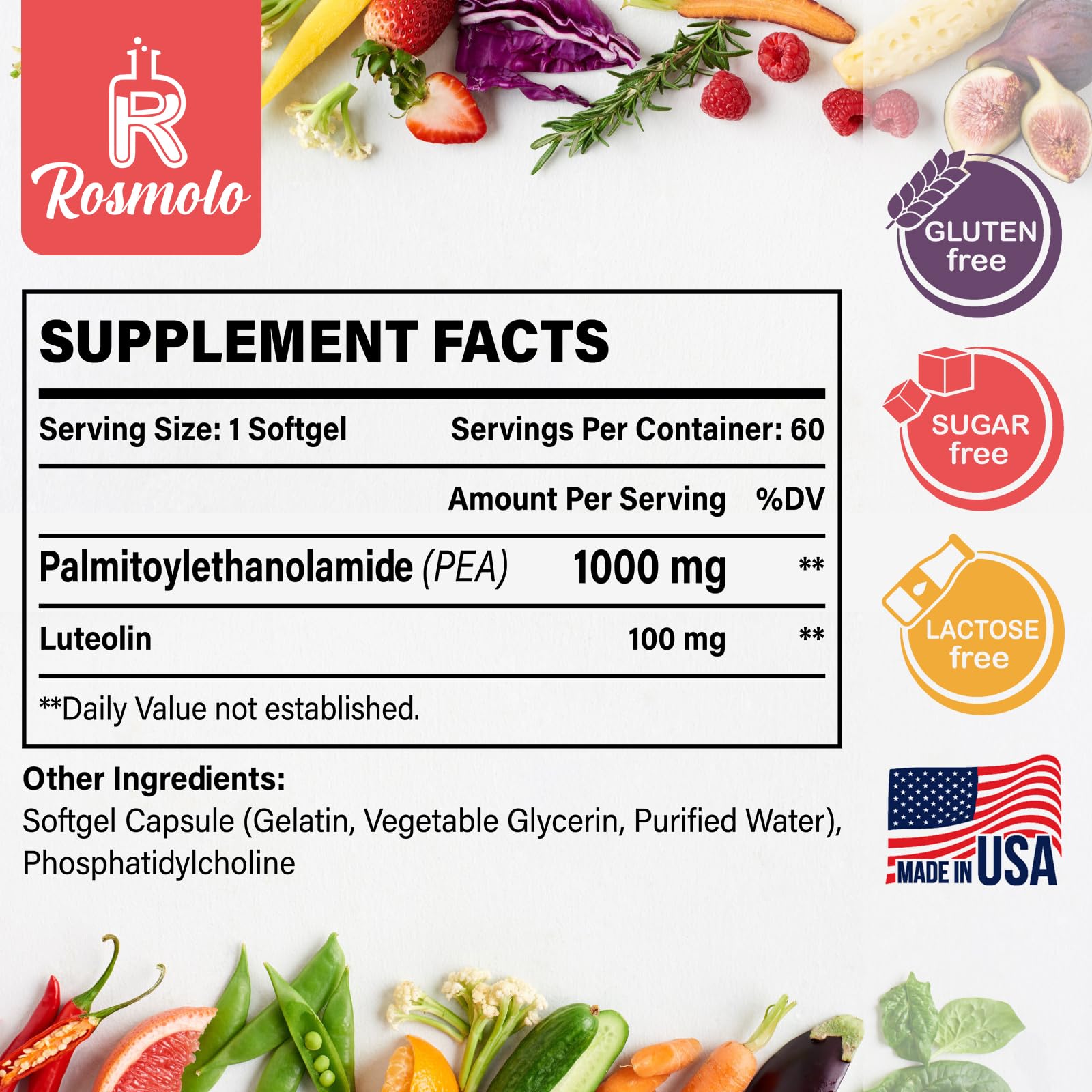 Foto 2 | Suplemento Rosmolo Palmitoiletanolamida Liposomal 1000 Mg - Venta Internacional.