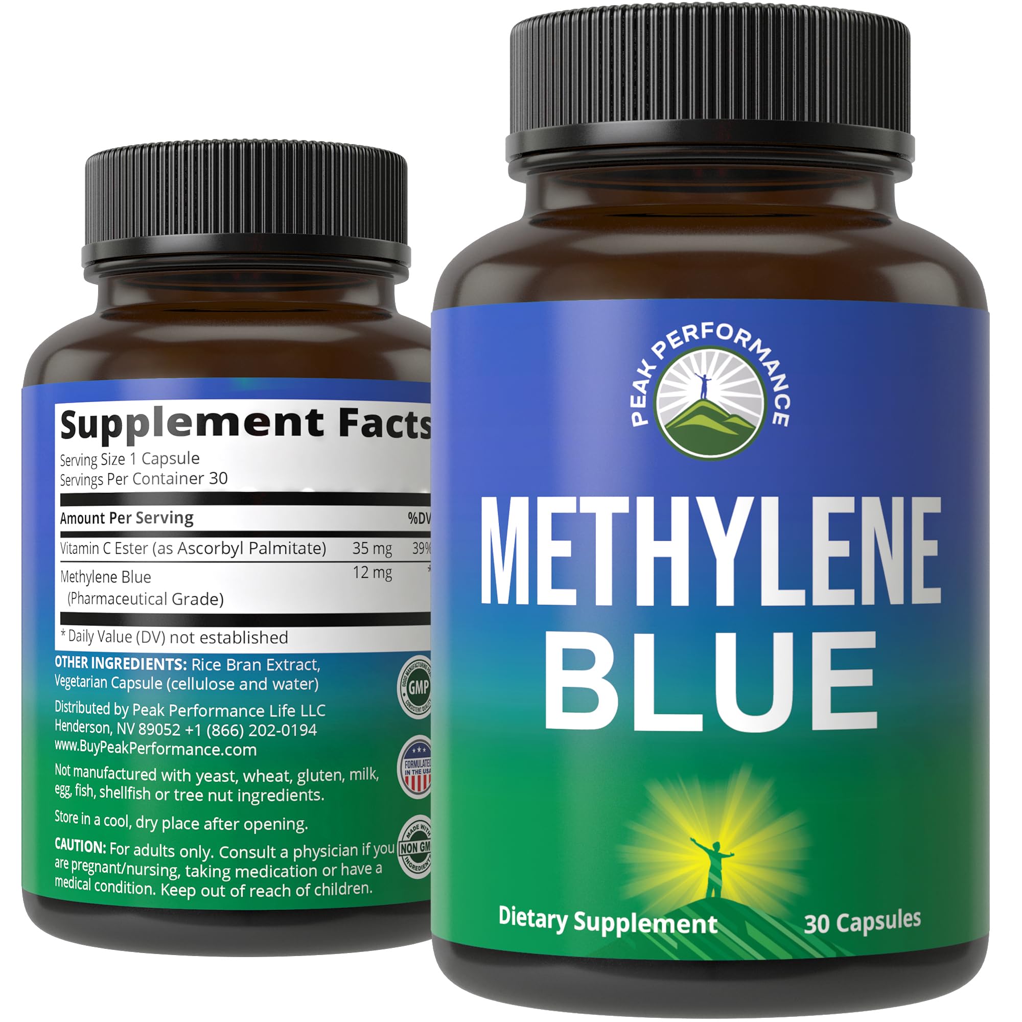 Foto 1 | Suplemento Peak Performance  Cápsulas De Azul De Metileno Veganas - Venta Internacional.