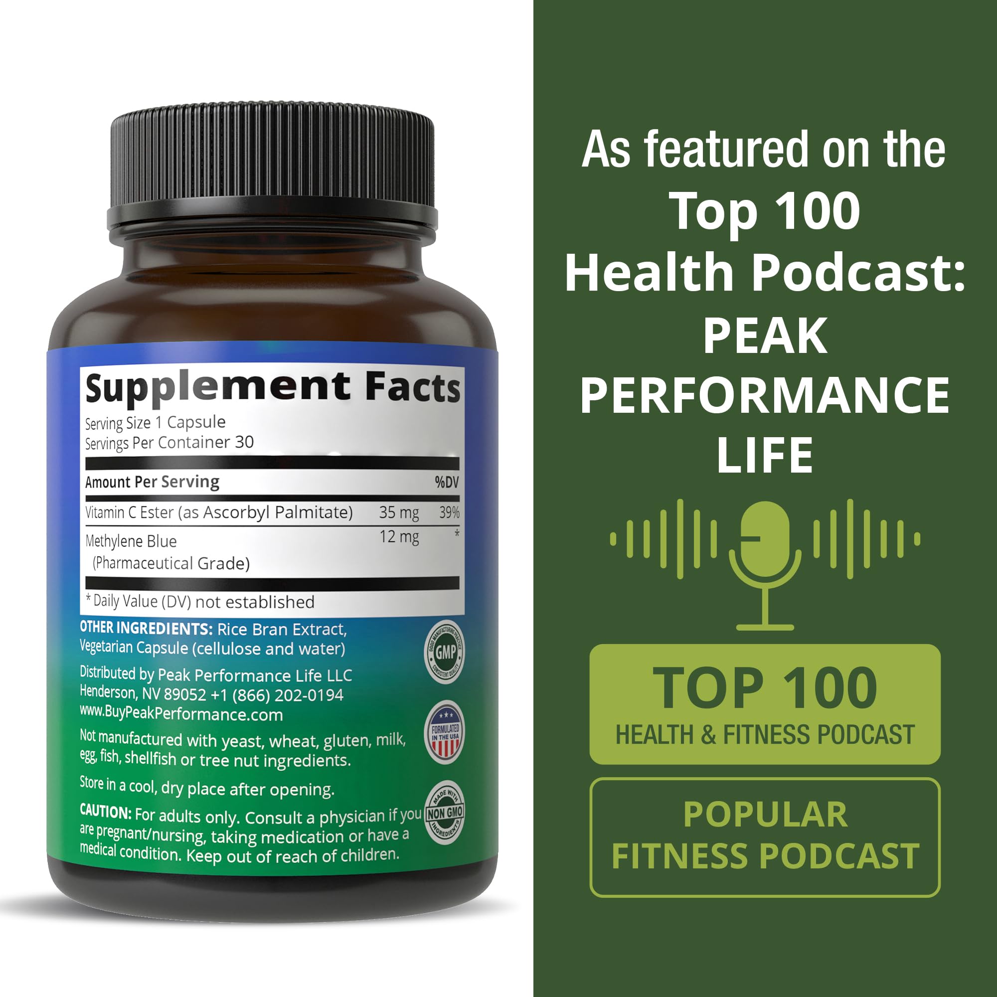 Foto 6 | Suplemento Peak Performance  Cápsulas De Azul De Metileno Veganas - Venta Internacional.