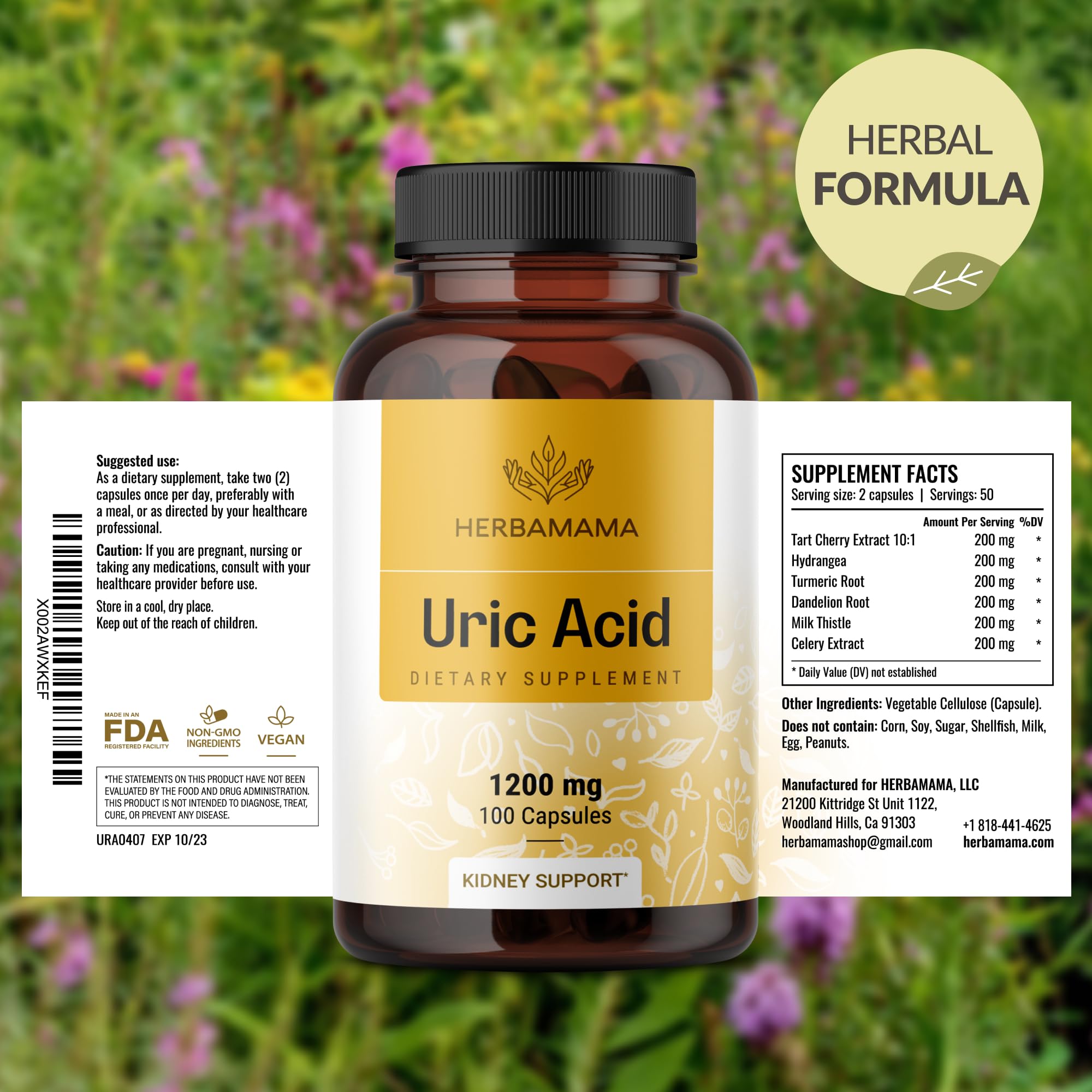 Foto 8 pulgar | Cápsulas Limpiadoras De Ácido Úrico Herbamama 1200 Mg Con Cereza Ácida - Venta Internacional.