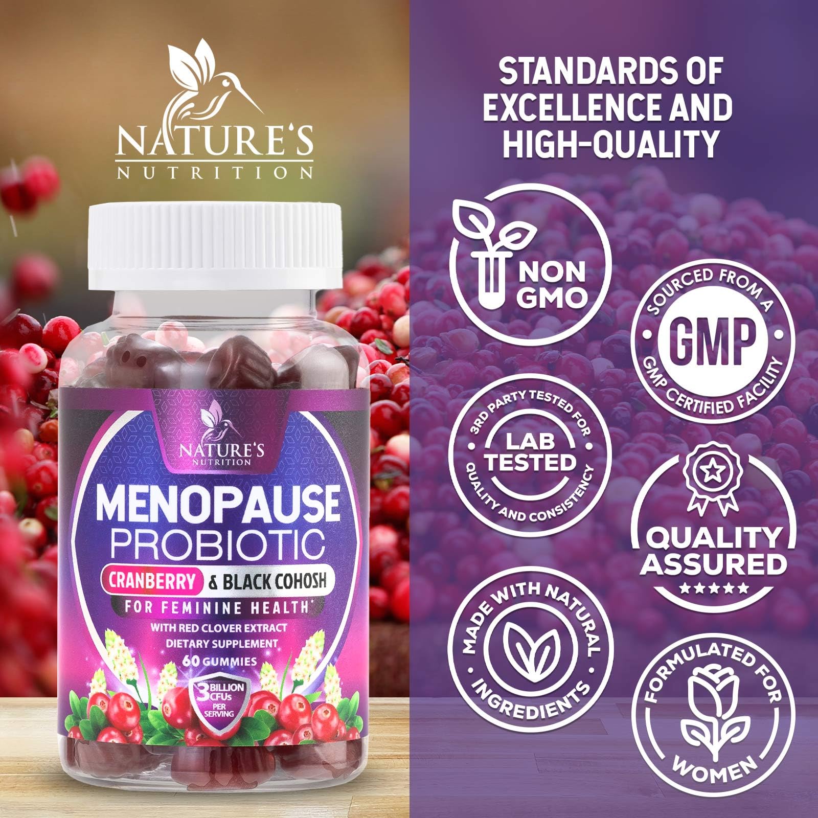 Foto 5 pulgar | Gomitas Probióticas Supplement Nature's Nutrition Para La Menopausia - Venta Internacional.