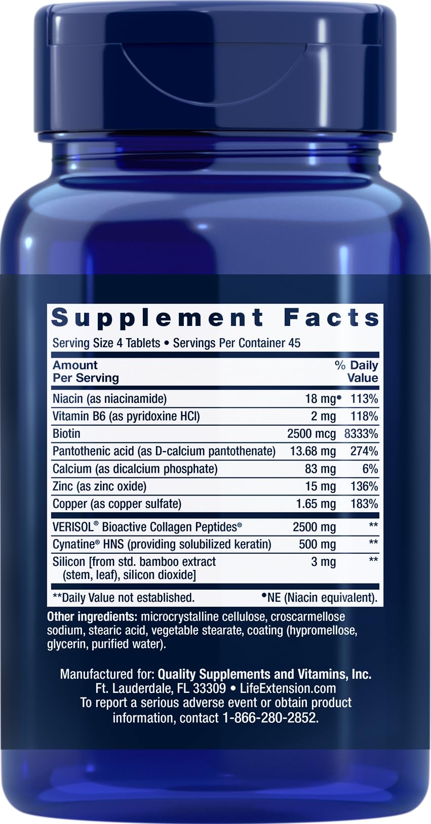 Foto 2 | Colágeno Supplement Life Extension Para Cabello  Piel Y Uñas 180 Comprimidos - Venta Internacional.