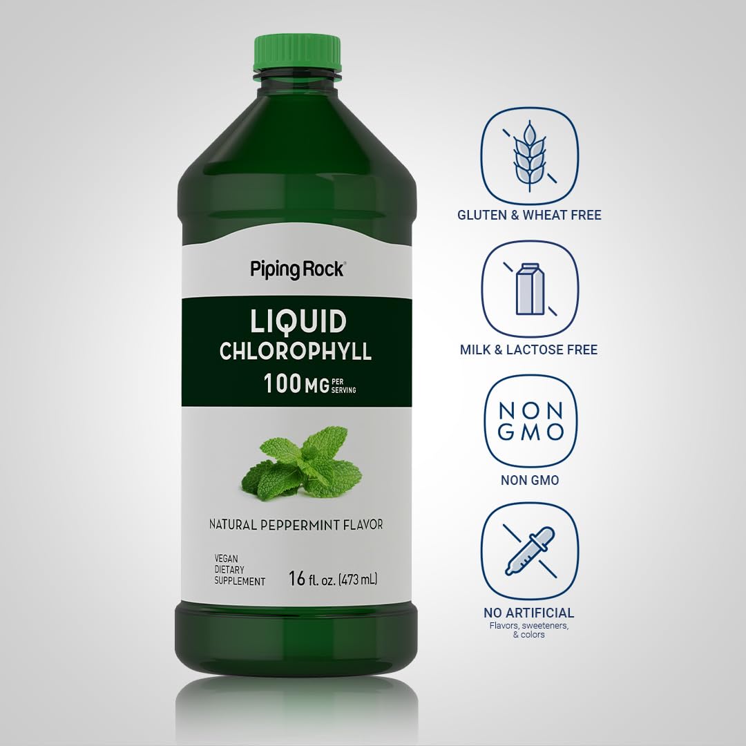 Foto 4 pulgar | Suplemento De Clorofila Líquida Piping Rock  100 Mg  Menta  473 Ml - Venta Internacional.