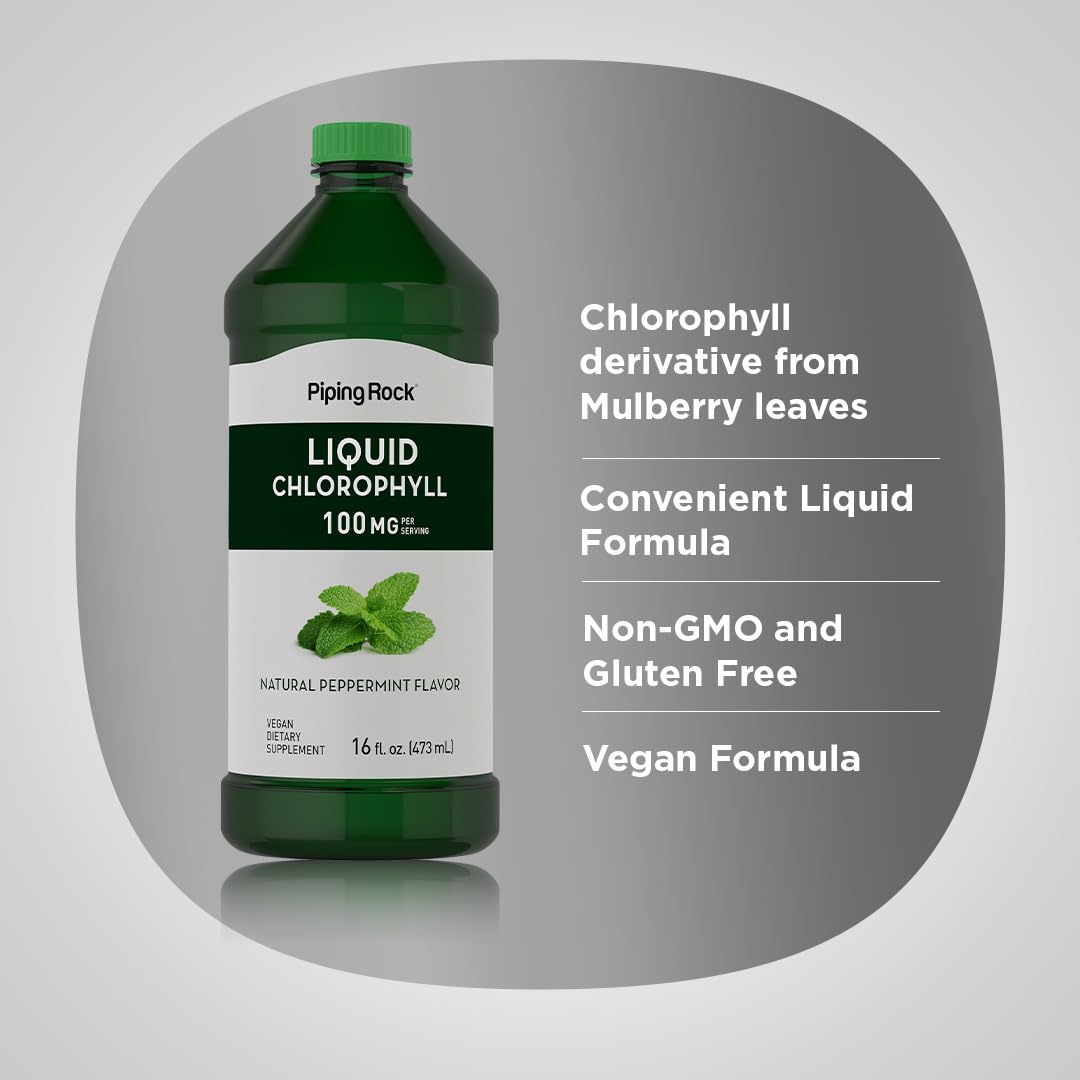 Foto 4 | Suplemento De Clorofila Líquida Piping Rock  100 Mg  Menta  473 Ml - Venta Internacional.