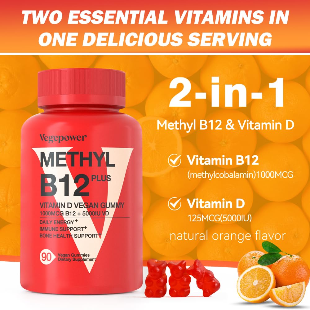 Foto 6 pulgar | Suplemento Vegepower: Gomitas Veganas Con Vitamina D3 Y B12  90 Unidades - Venta Internacional.