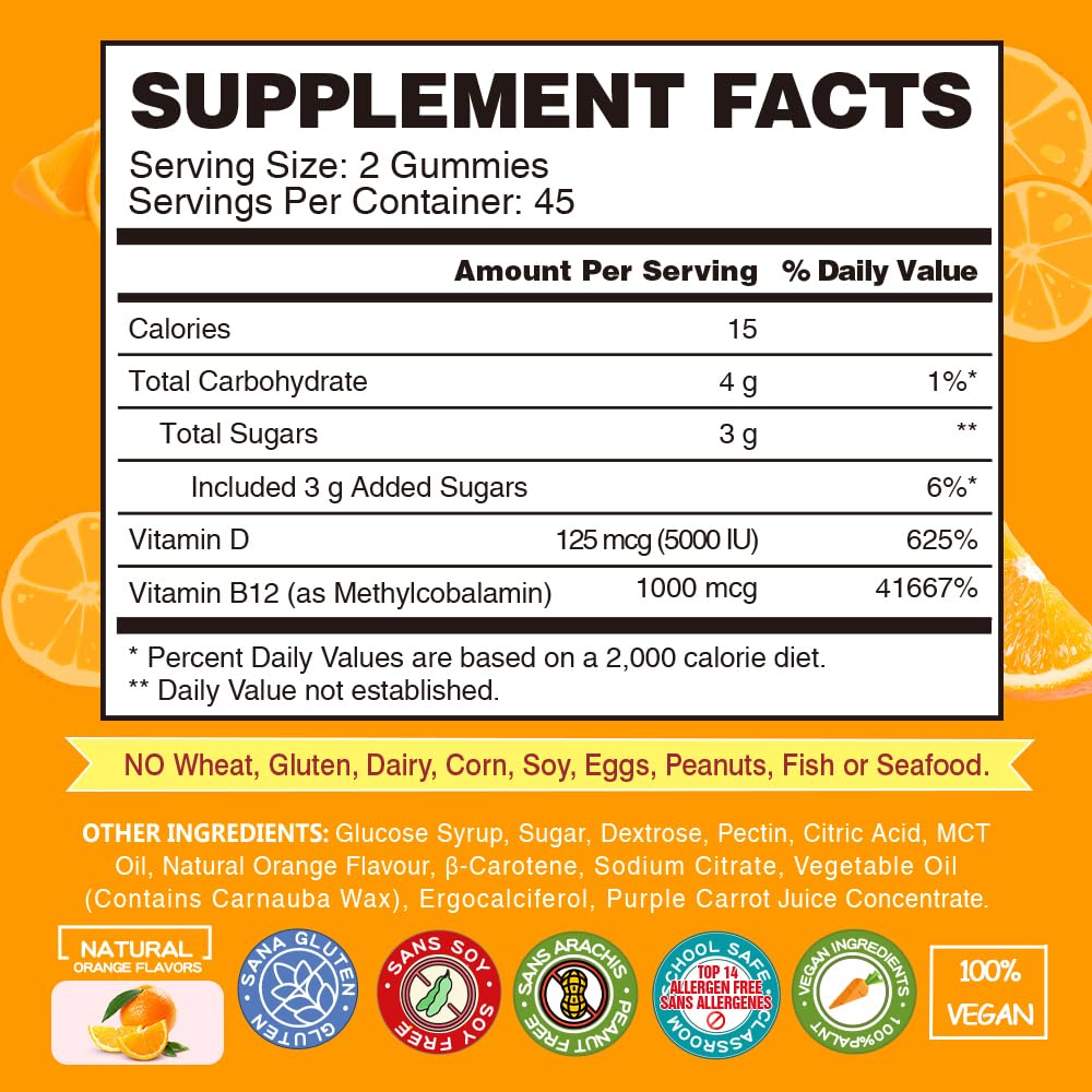 Foto 7 pulgar | Suplemento Vegepower: Gomitas Veganas Con Vitamina D3 Y B12  90 Unidades - Venta Internacional.