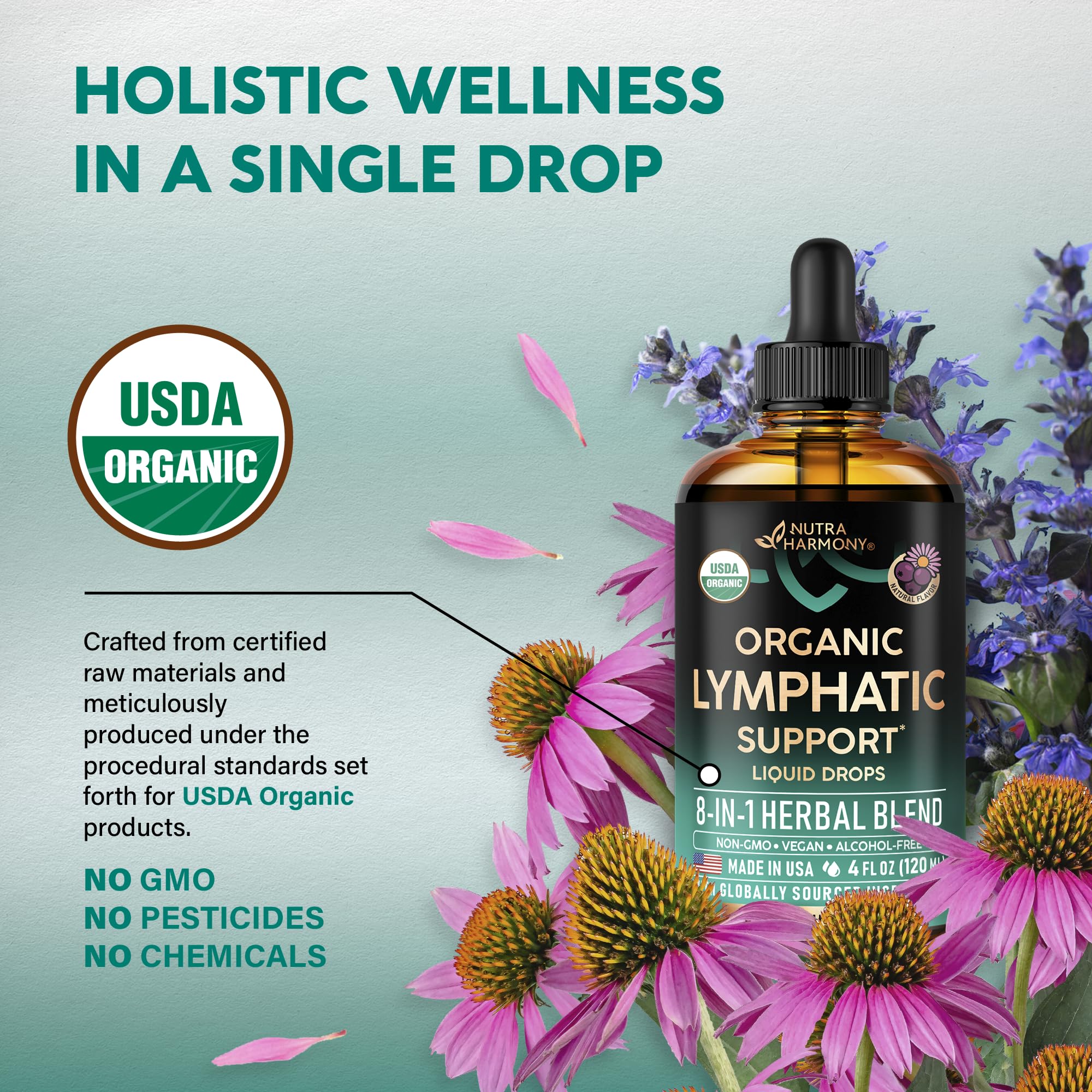 Foto 4 pulgar | Suplemento De Drenaje Linfático Nutraharmony 120 Ml Orgánico - Venta Internacional.