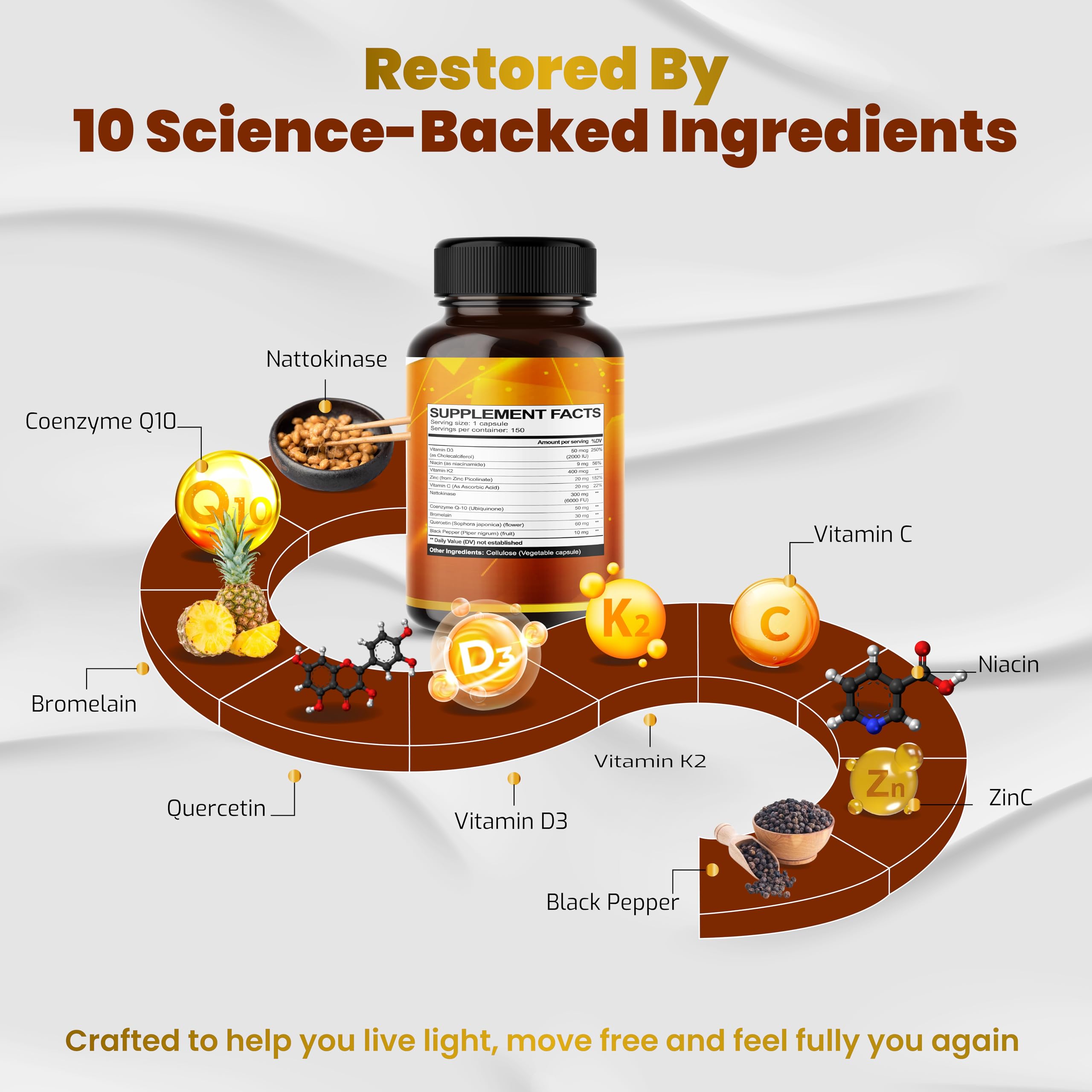 Foto 4 | Suplemento Vegatot Organic Nattokinase Complex 150 Cápsulas - Venta Internacional.