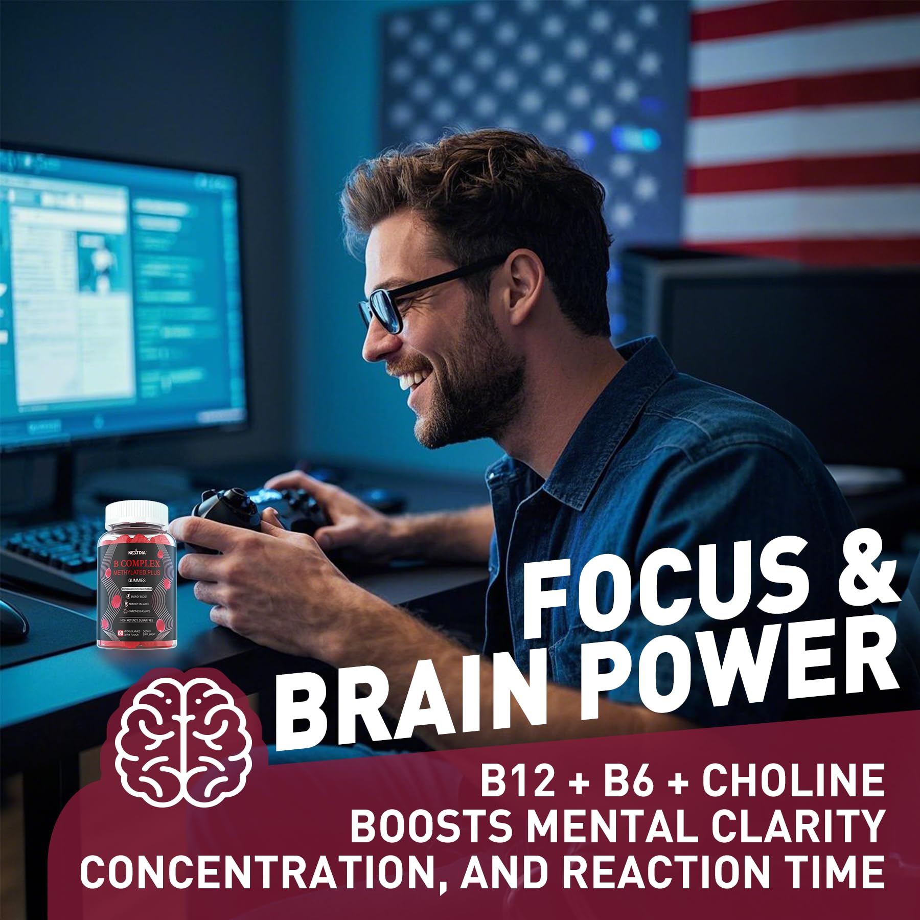Foto 7 pulgar | Gomitas Supplement Nextdia Brain & Mood Support 120 Unidades - Venta Internacional.