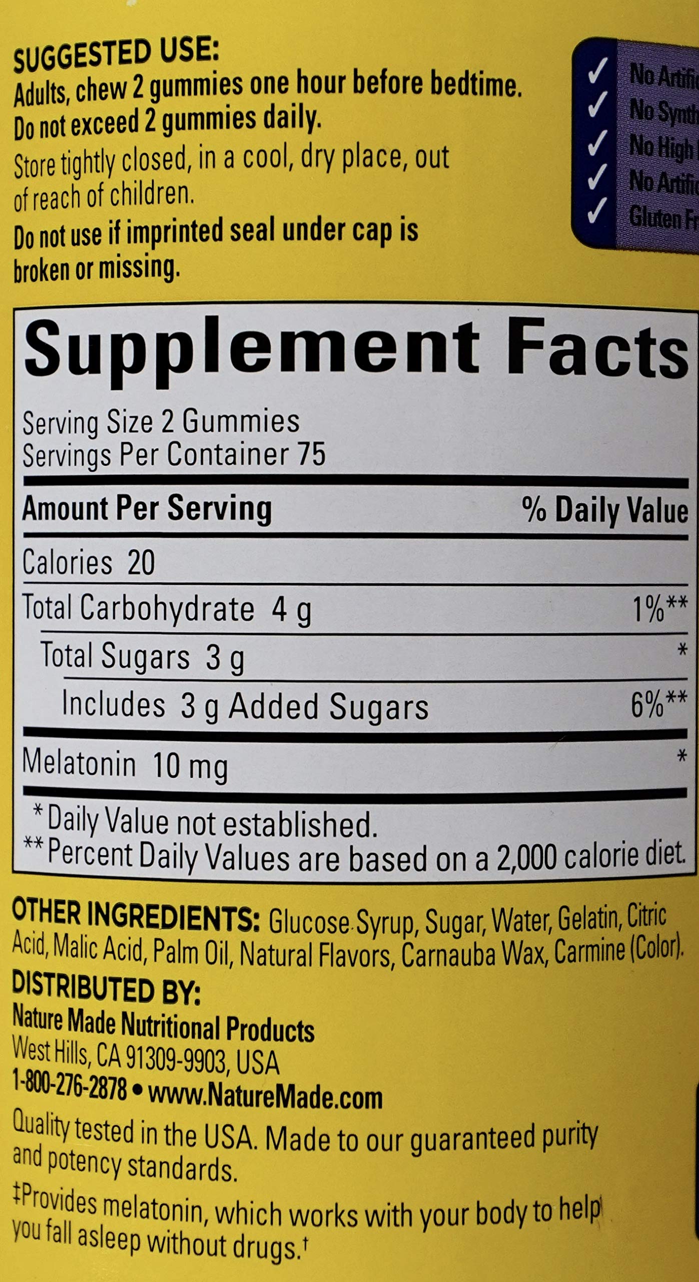 Foto 3 pulgar | Suplemento Para Dormir Nature Made Melatonina 10 Mg 150 Gomitas - Venta Internacional.