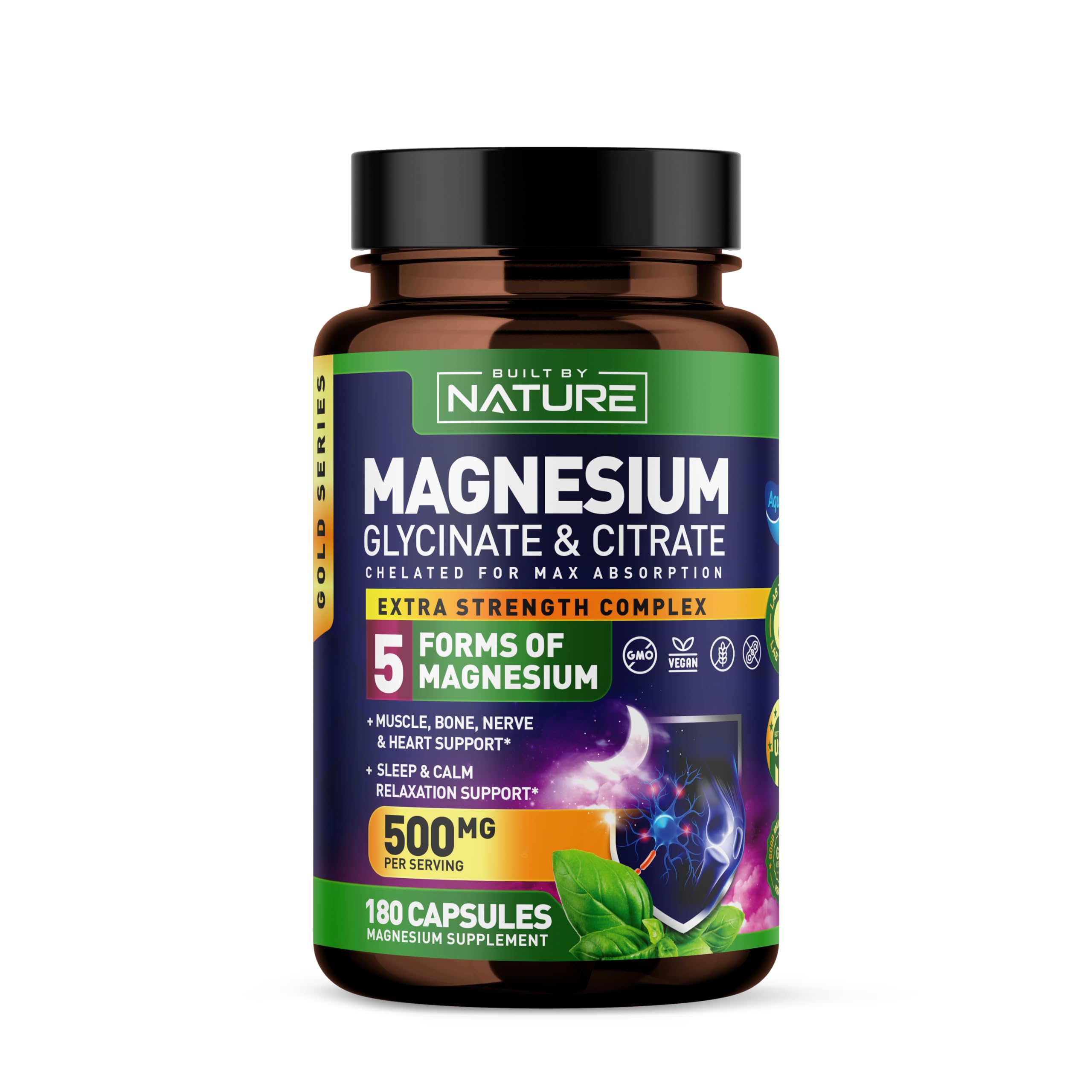 Foto 2 pulgar | Suplemento Built By Nature Magnesium Complex 500 Mg 180 Cápsulas - Venta Internacional.