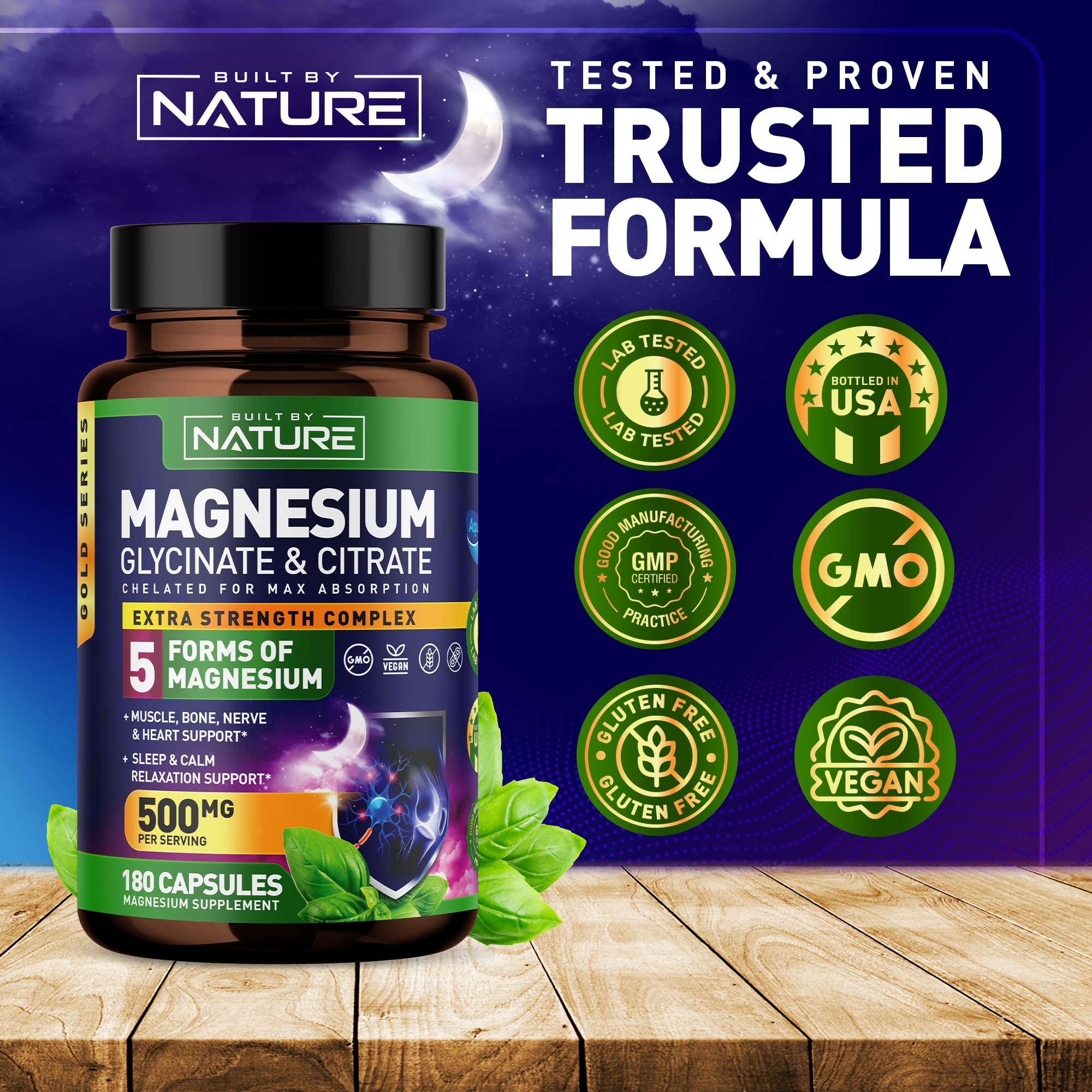 Foto 7 pulgar | Suplemento Built By Nature Magnesium Complex 500 Mg 180 Cápsulas - Venta Internacional.