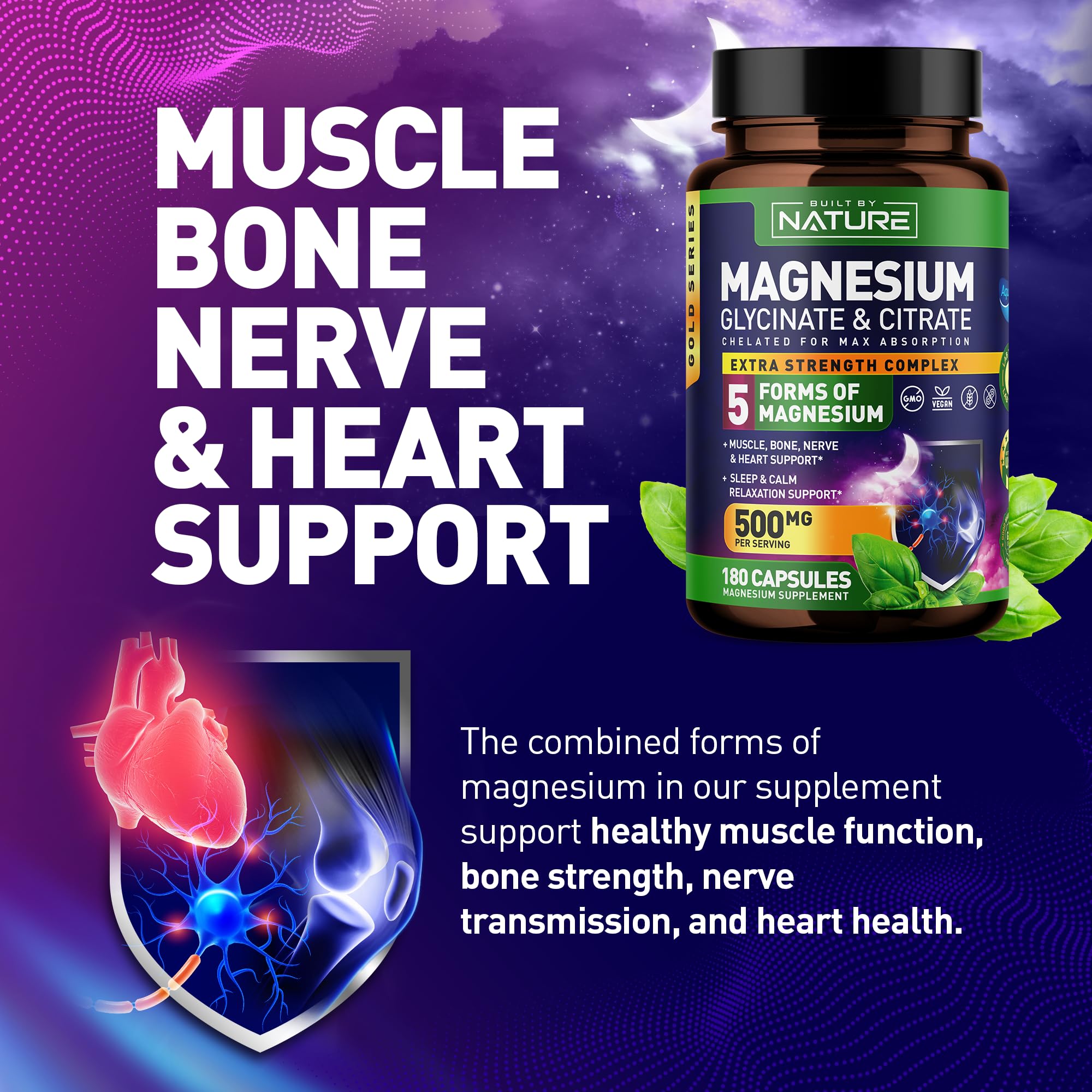 Foto 8 pulgar | Suplemento Built By Nature Magnesium Complex 500 Mg 180 Cápsulas - Venta Internacional.