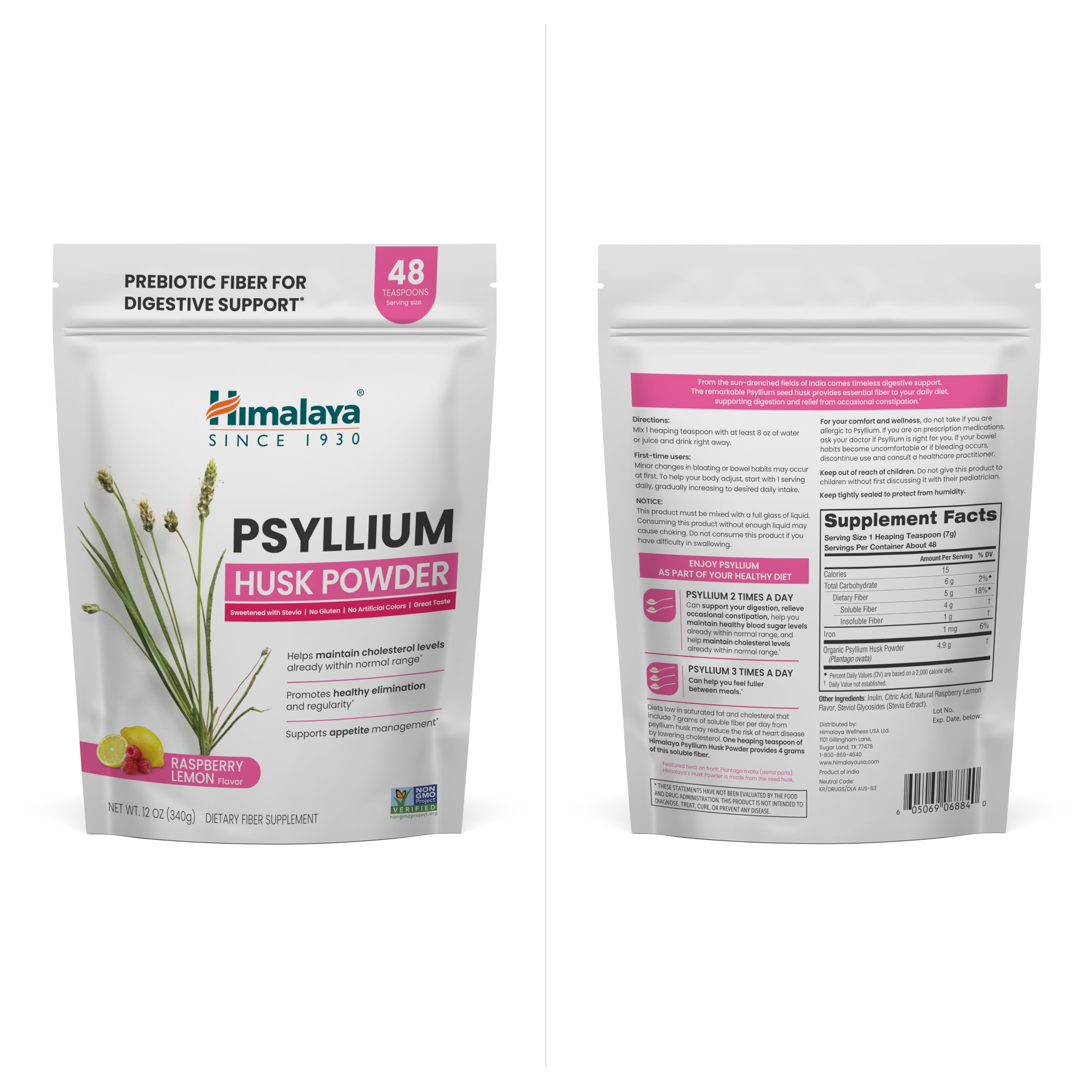Foto 3 pulgar | Suplemento De Fibra Himalaya  Frambuesa  Limón Y Cáscara De Psyllium 340g - Venta Internacional.