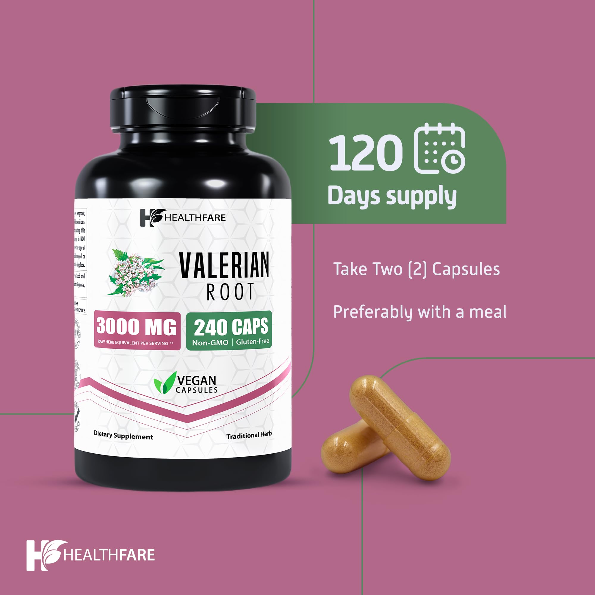 Foto 8 pulgar | Extracto De Raíz De Valeriana Supplement Healthfare 3000 Mg 240 Cápsulas - Venta Internacional.
