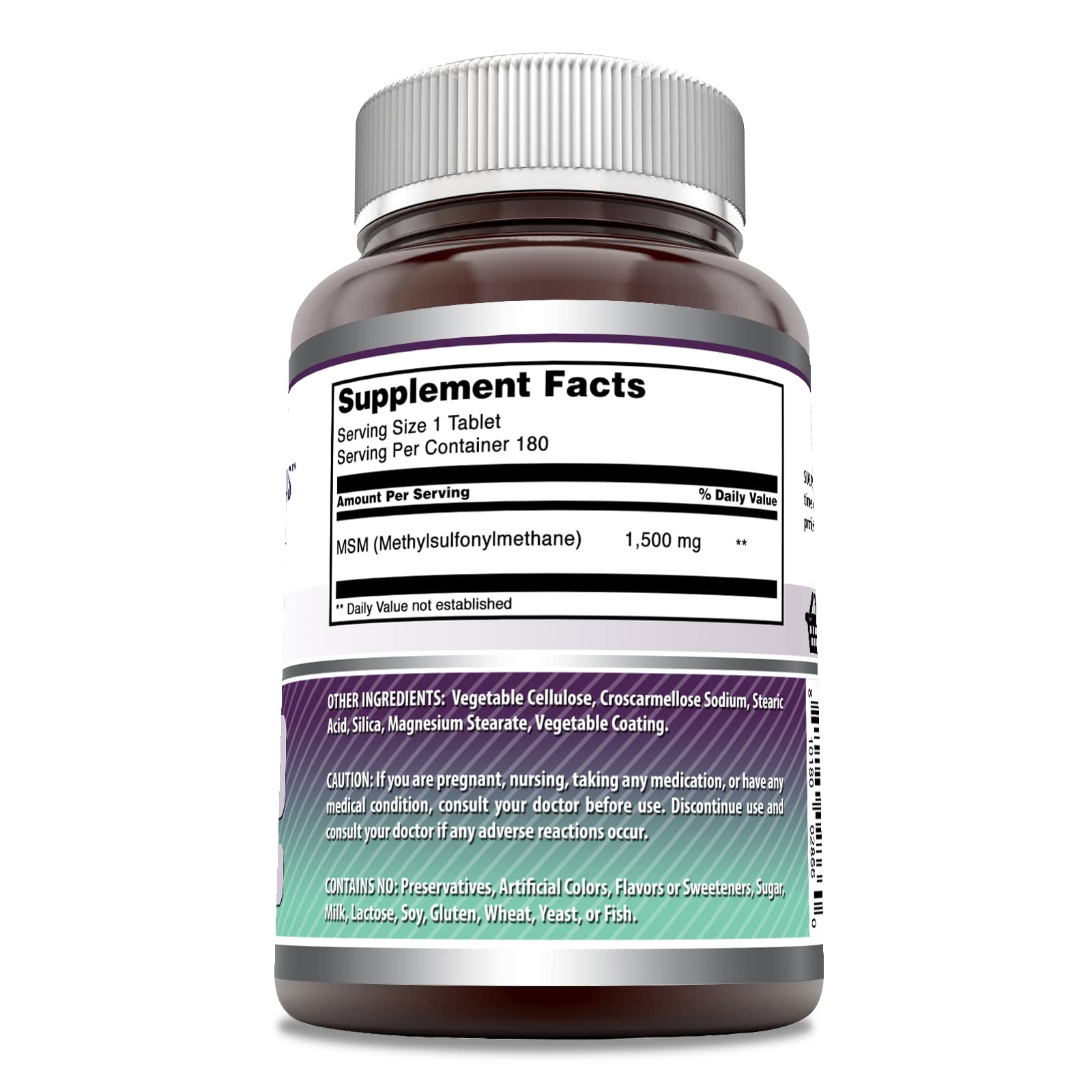 Foto 4 pulgar | Suplemento Amazing Formulas Msm 1500 Mg 180 Comprimidos - Venta Internacional.