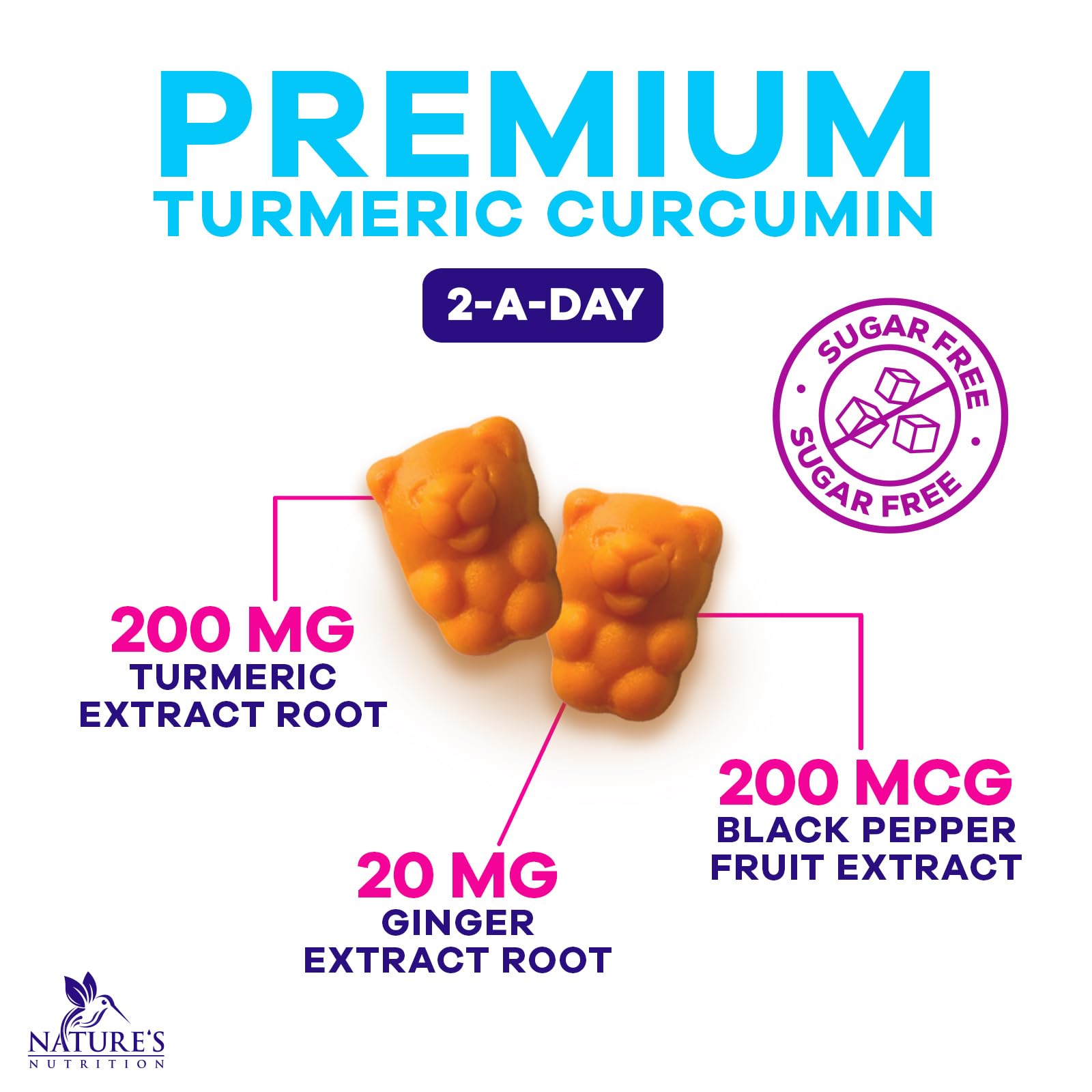 Foto 4 pulgar | Gominolas De Suplemento Nature's Nutrition  Cúrcuma Y Curcumina  60 Unidades - Venta Internacional.
