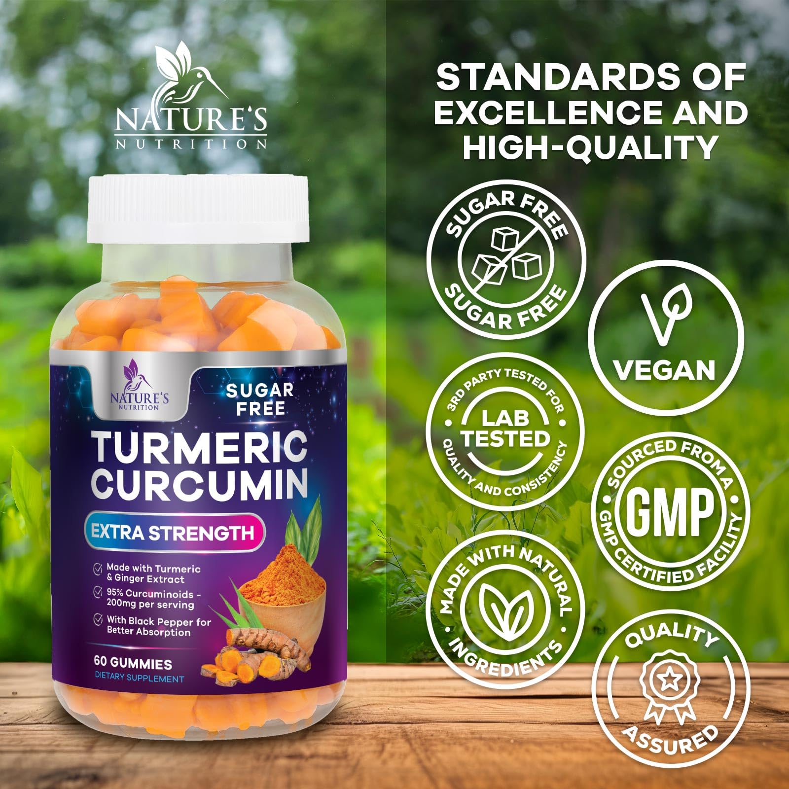 Foto 4 | Gominolas De Suplemento Nature's Nutrition  Cúrcuma Y Curcumina  60 Unidades - Venta Internacional.