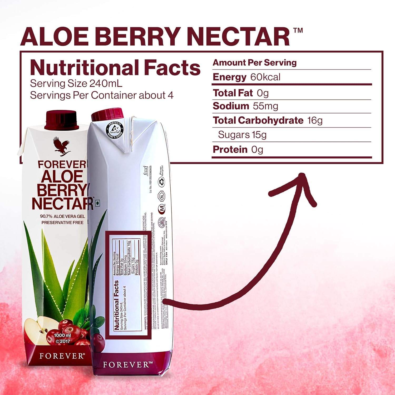 Foto 3 | Néctar De Aloe Y Bayas Beverage Forever Living  1 Litro  Con Arándanos - Venta Internacional.