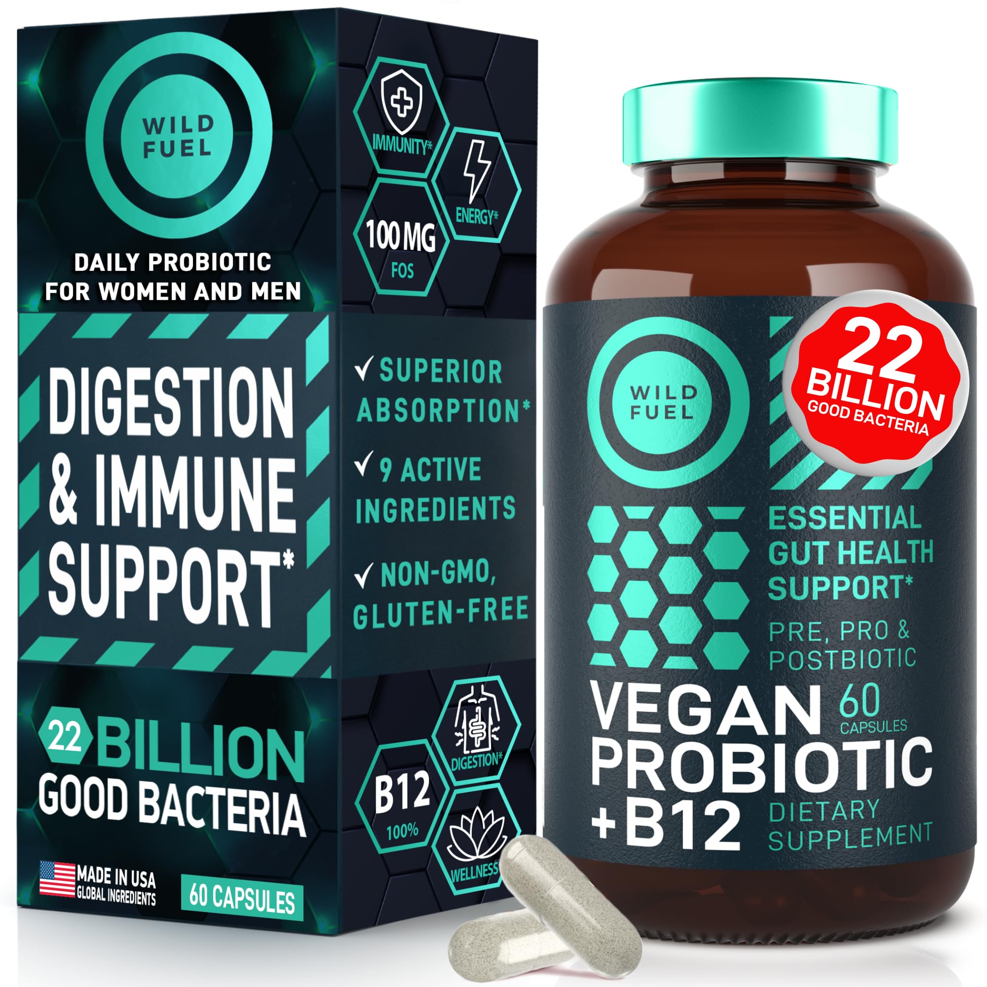 Foto 1 | Suplemento Wild Fuel Vegan Probiotic + B12 60 Cápsulas - Venta Internacional.
