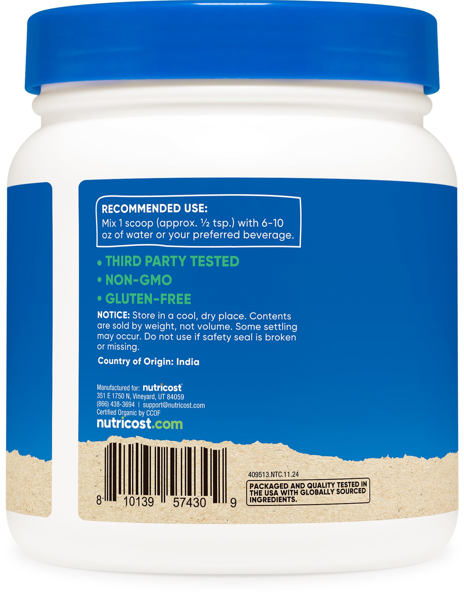 Foto 4 | Suplemento Nutricost Organic Amla En Polvo 454 G (sin Sabor) - Venta Internacional.