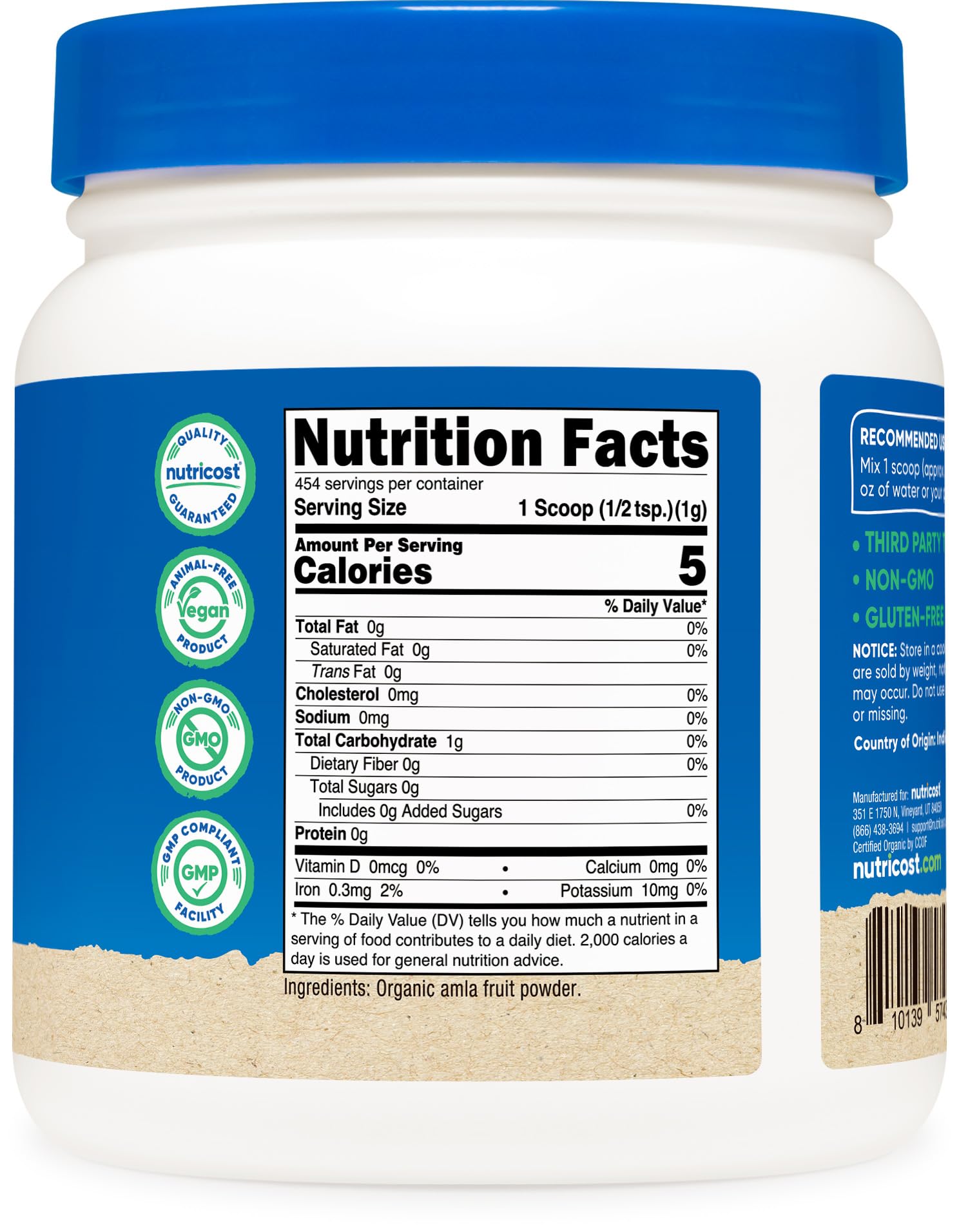 Foto 6 pulgar | Suplemento Nutricost Organic Amla En Polvo 454 G (sin Sabor) - Venta Internacional.