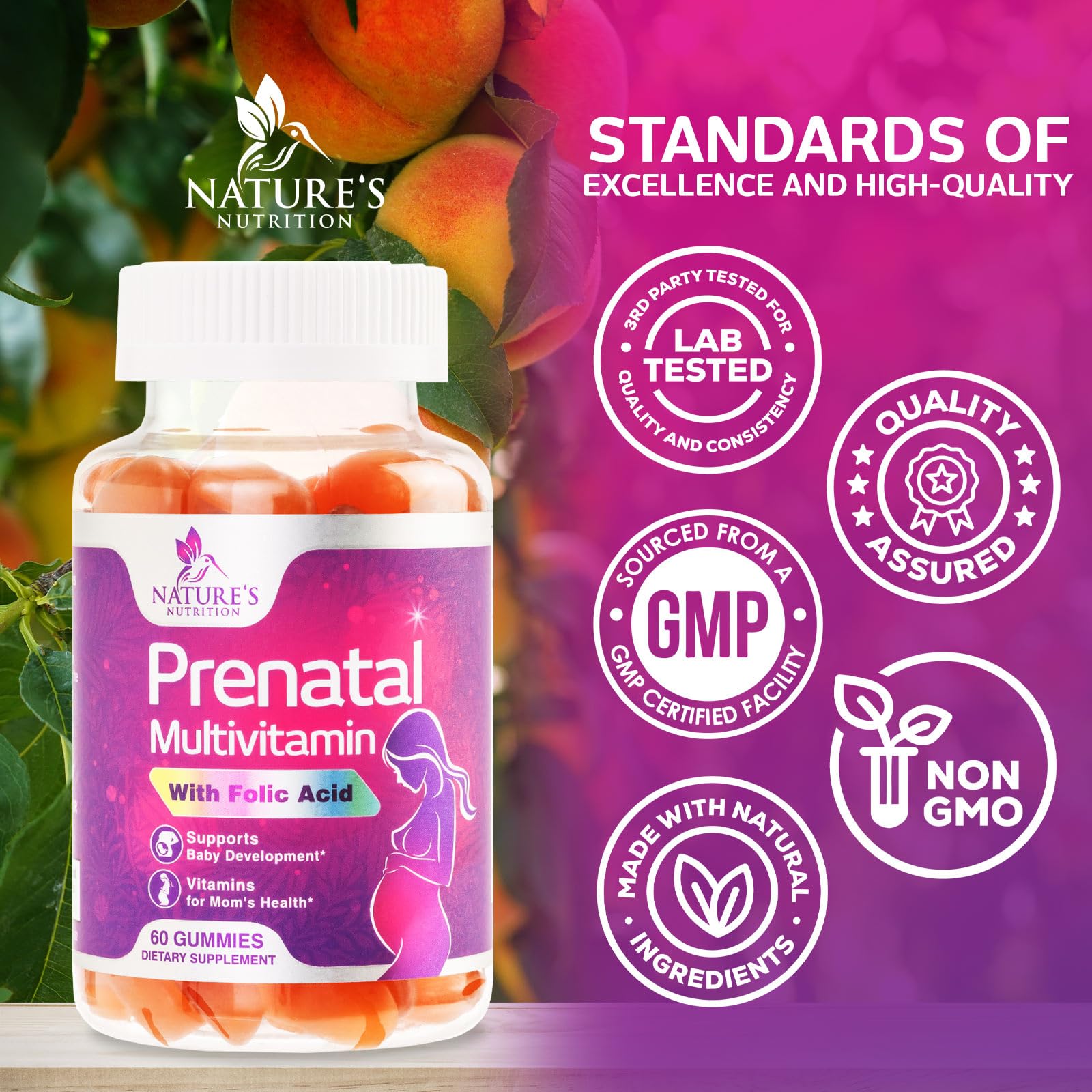 Foto 5 pulgar | Vitaminas Prenatales  Gomitas  Nature's Nutrition  Ácido Fólico  1335 Mcg - Venta Internacional.
