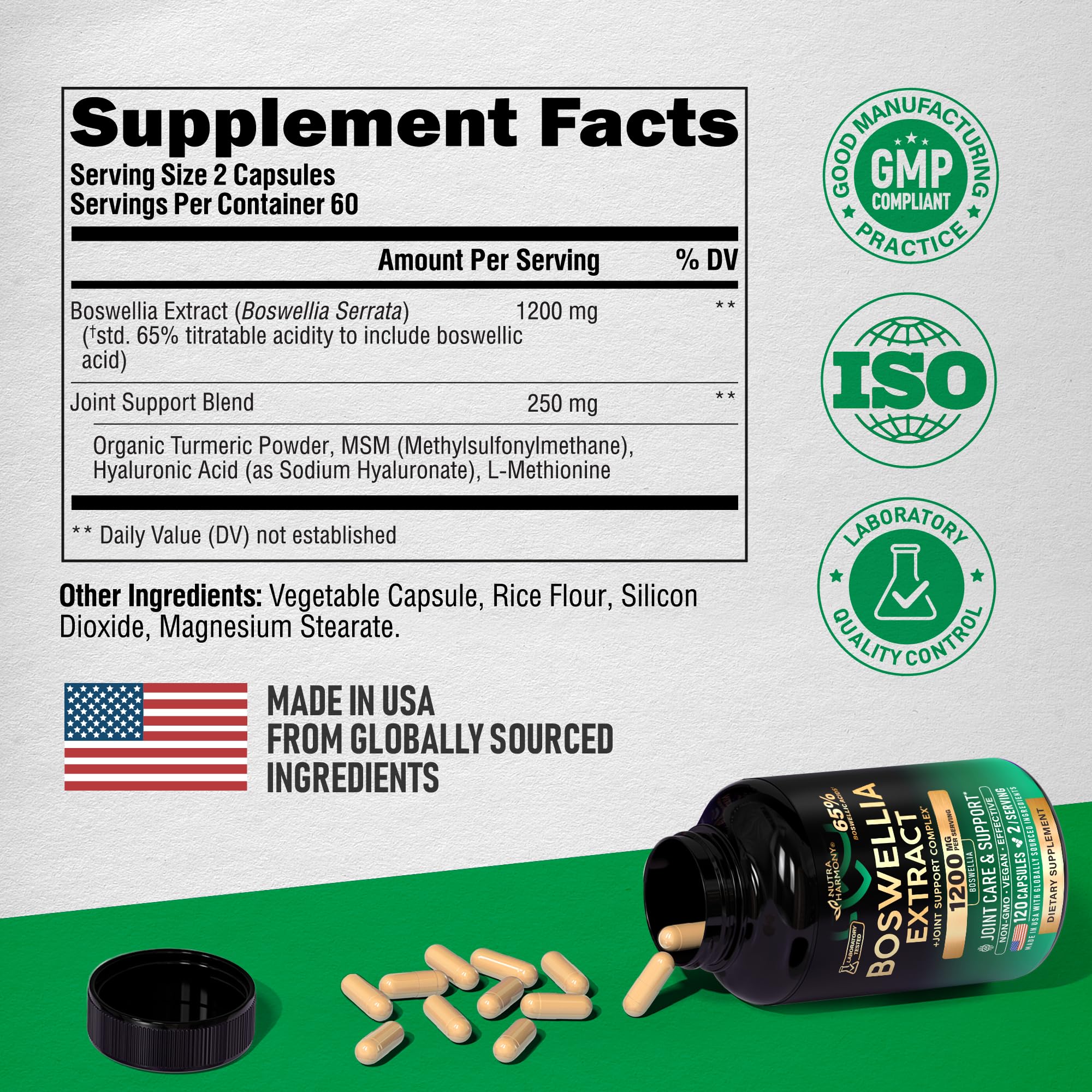 Foto 6 | Suplemento Nutraharmony Boswellia 1200 Mg Con Cúrcuma 120 Cápsulas - Venta Internacional.