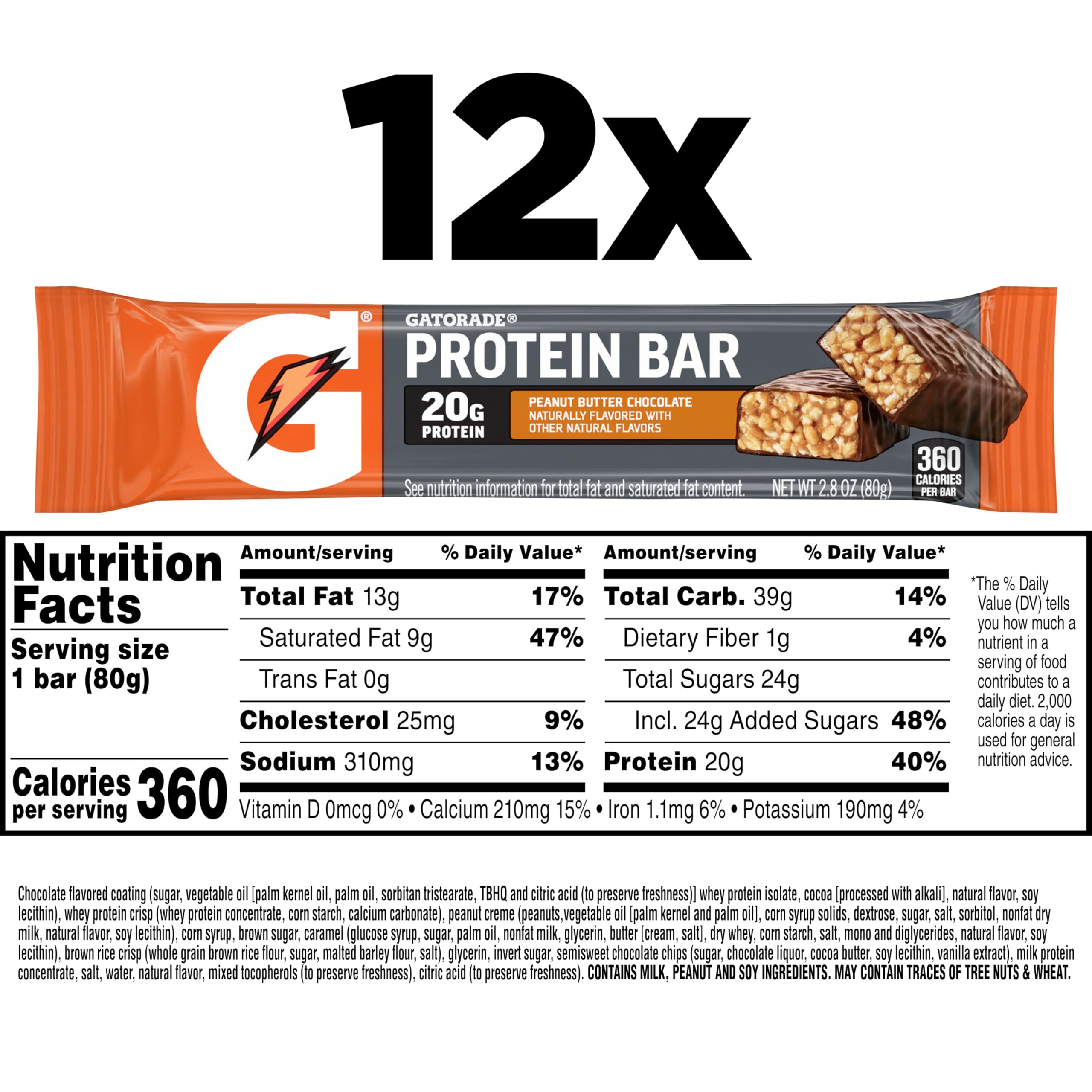 Foto 3 pulgar | Barrita Proteica Gatorade Recover Con Mantequilla De Cacahuete Y Chocolate  80 G X 12 - Venta Internacional.