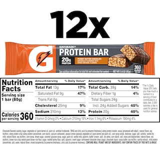 Foto 2 | Barrita Proteica Gatorade Recover Con Mantequilla De Cacahuete Y Chocolate 80 G X 12 - Venta Internacional.