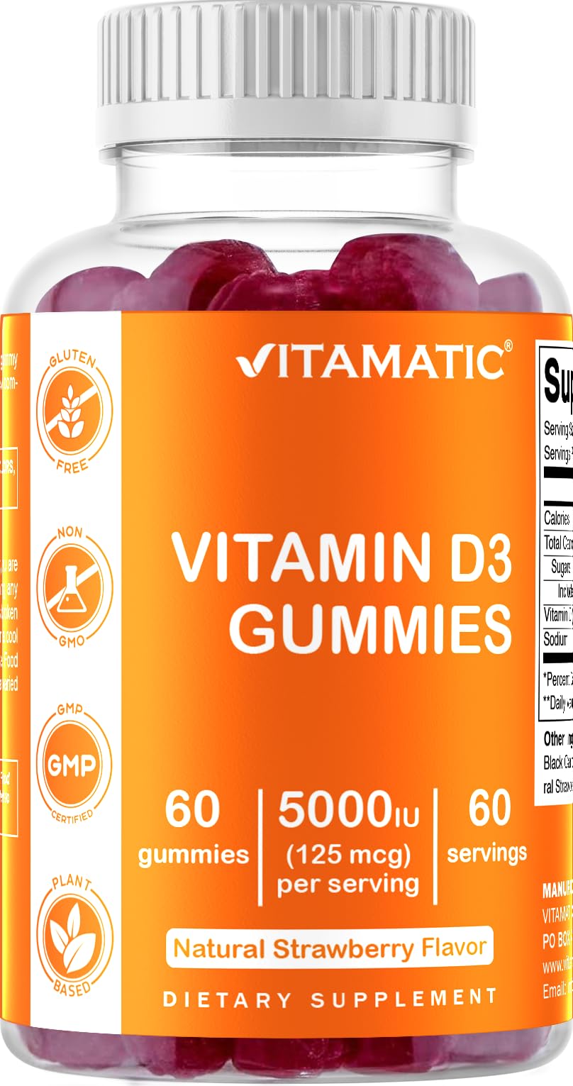 Foto 1 | Suplemento Vitamático De Vitamina D3 En Gomitas 5000 Ui 60 Unidades - Venta Internacional.