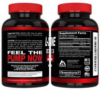 Foto 3 | Suplemento De L-carnitina De Arazo Nutrition 1000 Mg Con Calcio - Venta Internacional.