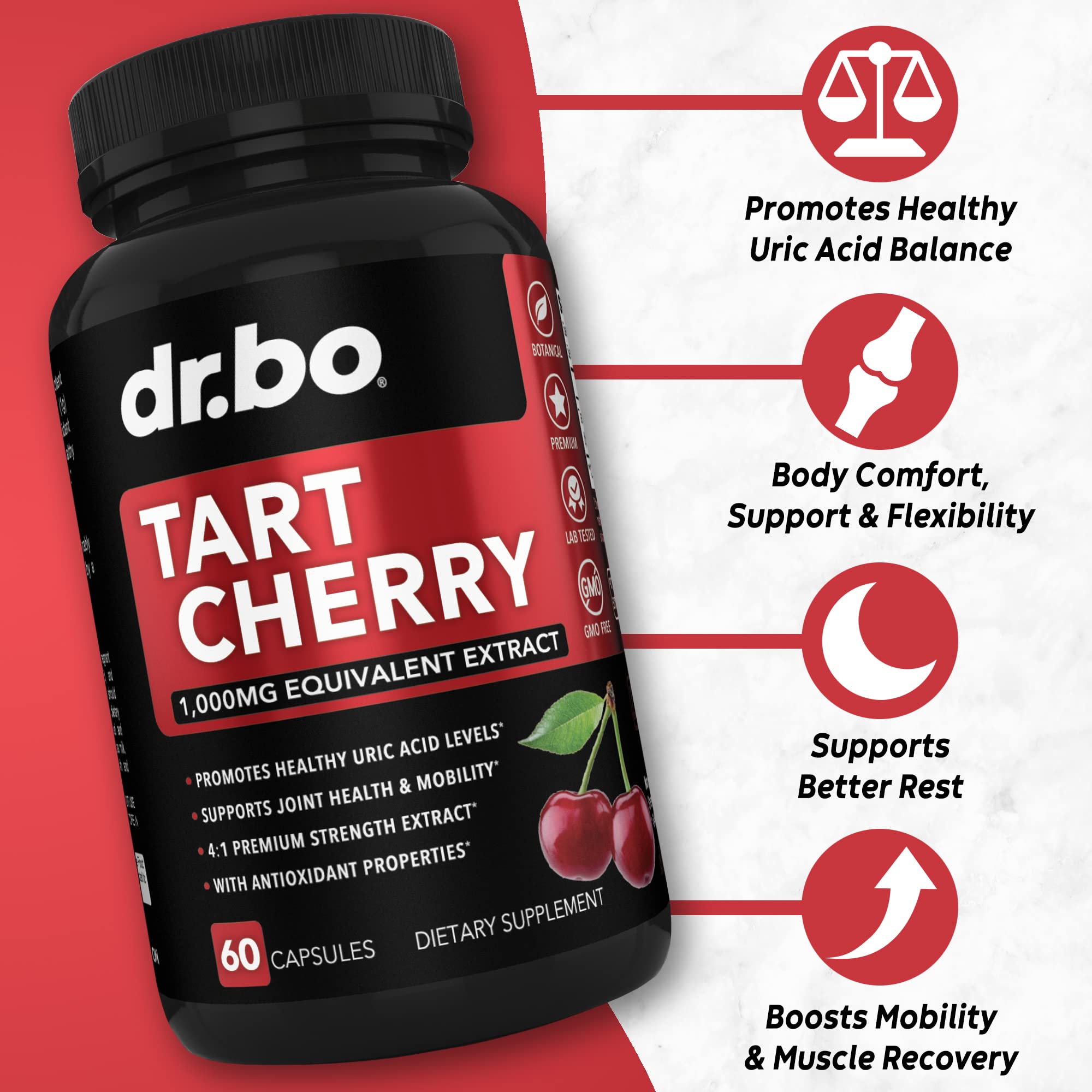 Foto 3 pulgar | Suplemento Dr. Bo Tart Cherry Extract Cápsulas 1000 Mg - Venta Internacional.