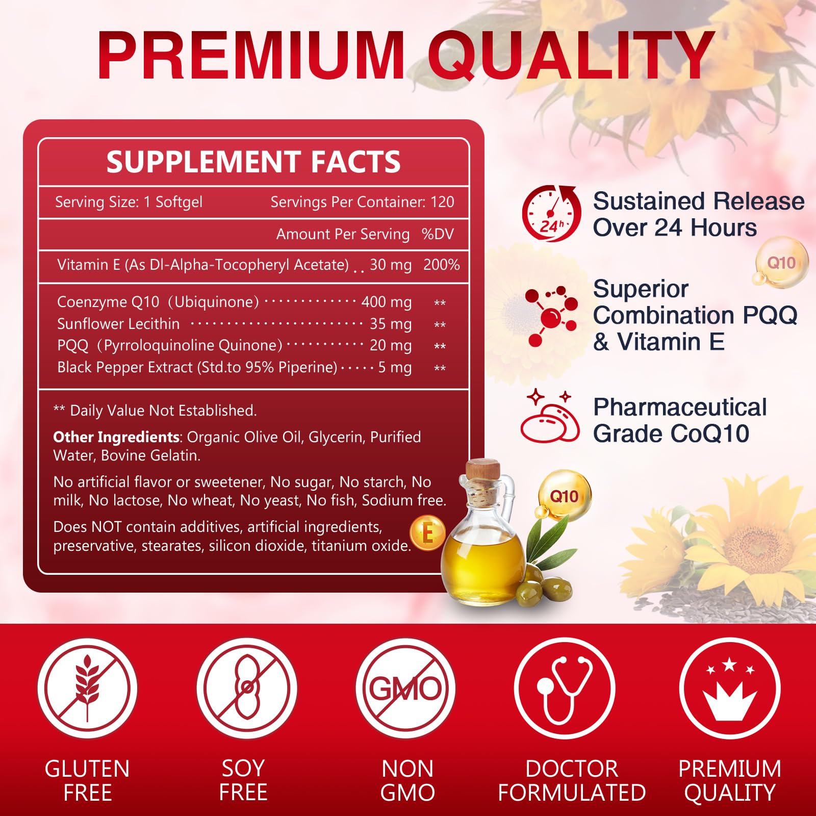 Foto 3 pulgar | Suplemento De 400 Mg De Coq10 De Nature Target Con Pqq Y Vitamina E 120s - Venta Internacional.