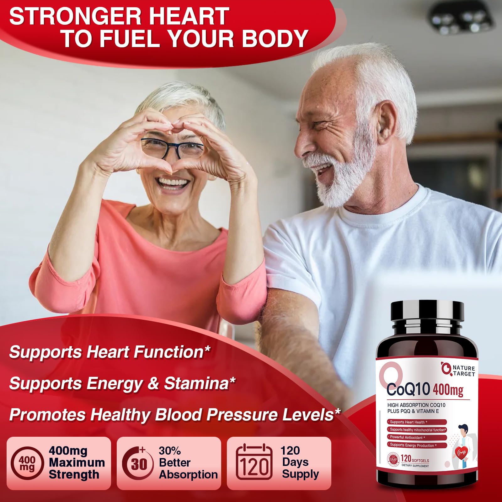 Foto 4 pulgar | Suplemento De 400 Mg De Coq10 De Nature Target Con Pqq Y Vitamina E 120s - Venta Internacional.