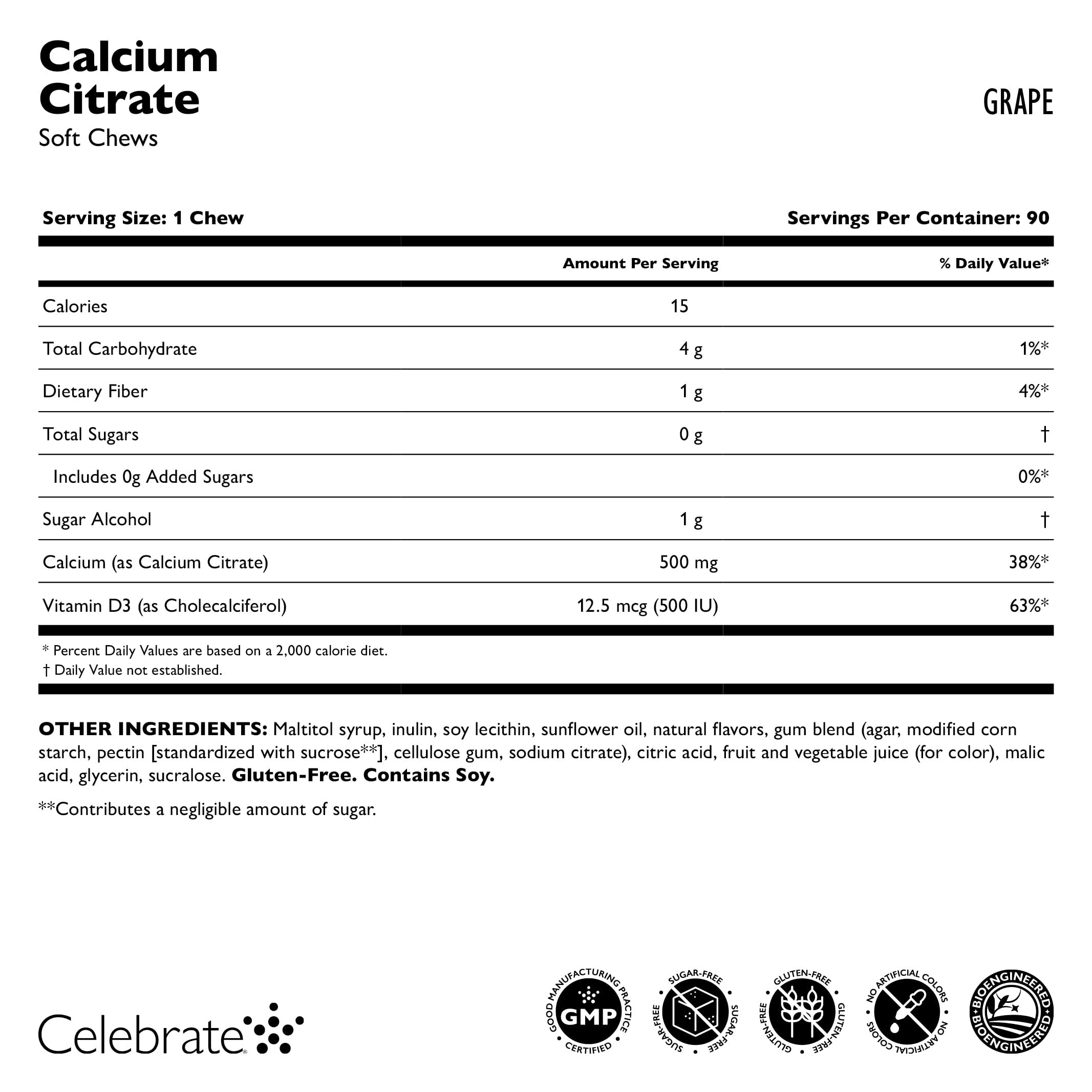 Foto 3 pulgar | Suplemento Celebrate Vitamins De Citrato De Calcio Bariátrico  500 Mg - Venta Internacional.