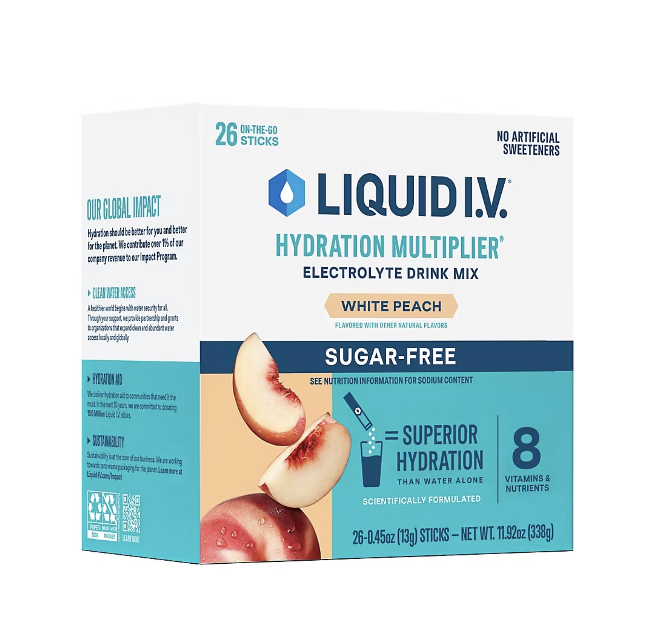 Foto 2 pulgar | Líquido Multiplicador De Hidratación Intravenosa  Melocotón Blanco Sin Azúcar  26 Barritas - Venta Internacional.