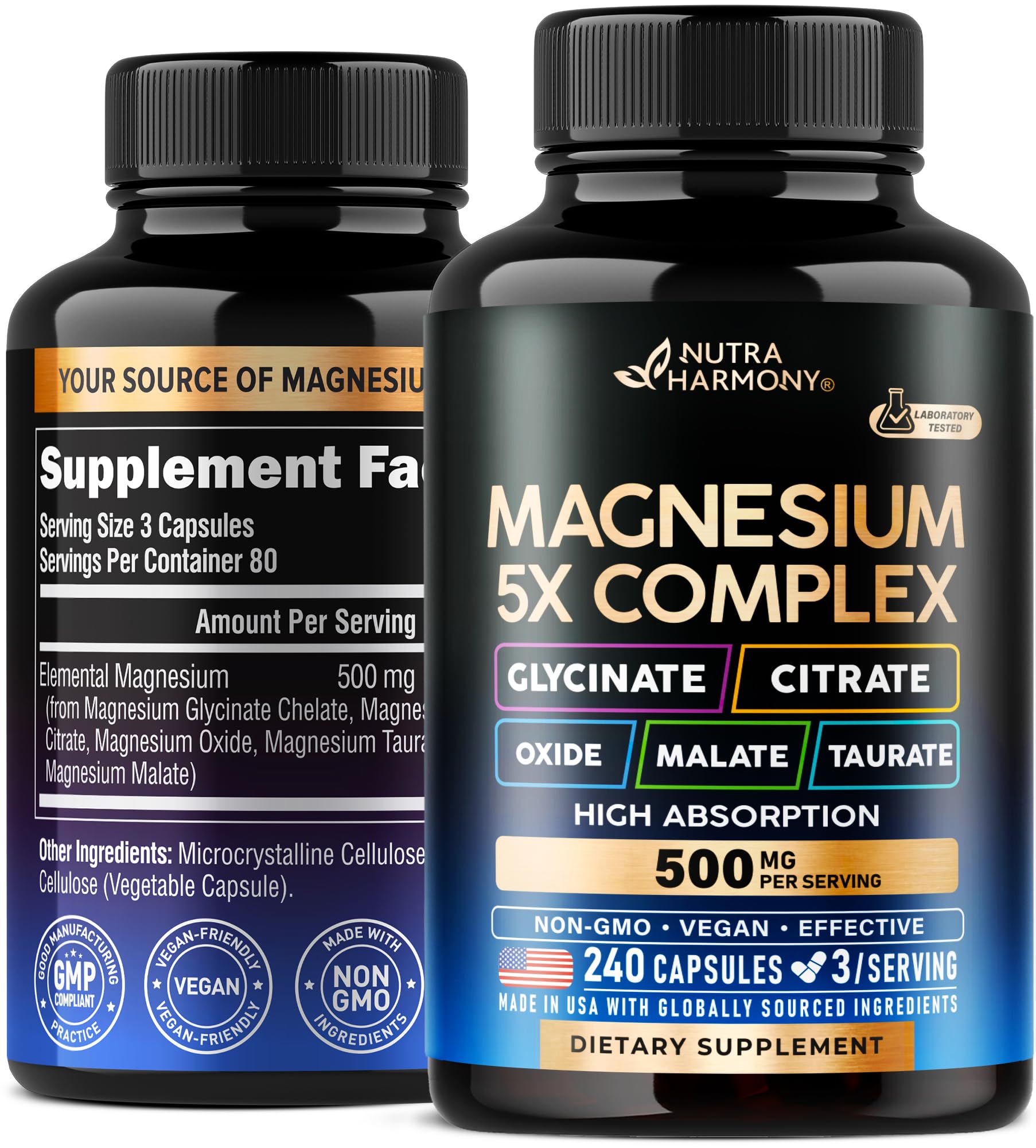Foto 2 pulgar | Suplemento De Magnesio Nutraharmony  Complejo 5 En 1  500 Mg  240 Cápsulas - Venta Internacional.