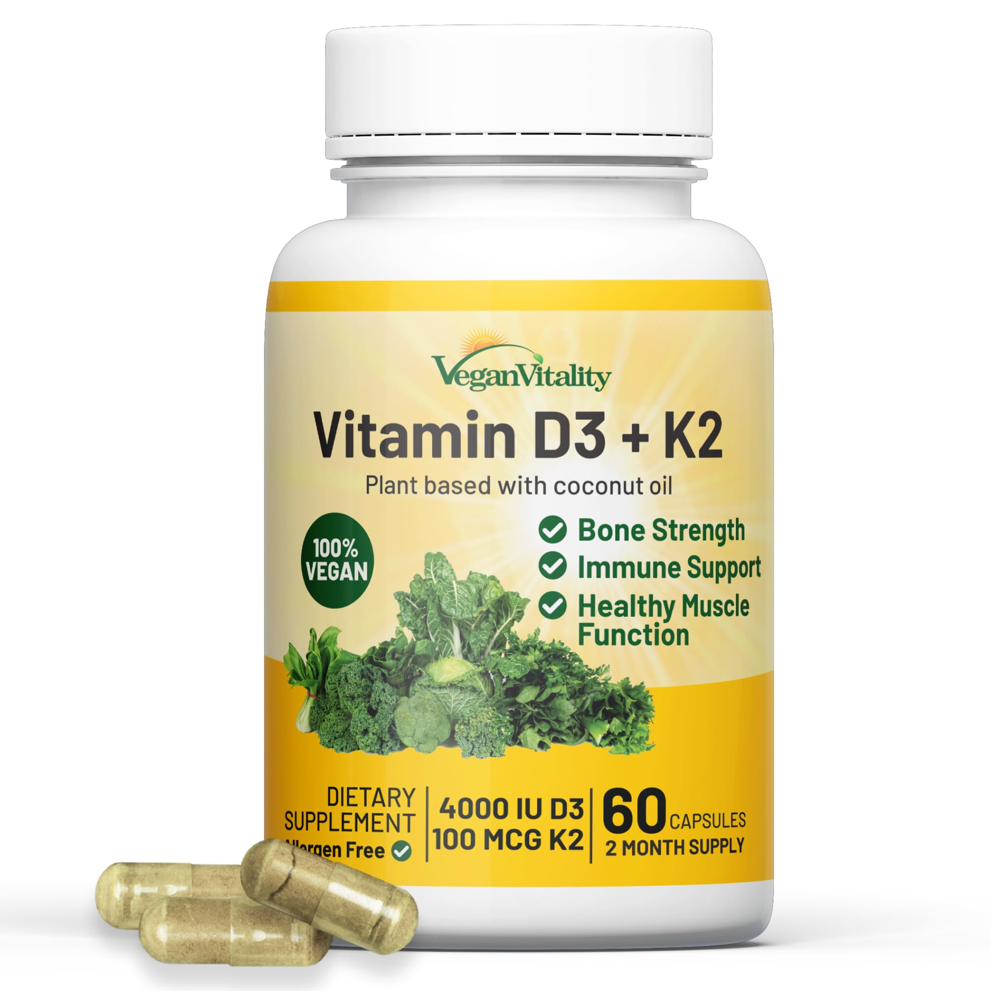 Foto 1 | Suplemento De Vitamina D3 K2 Vegan Vitality 4000 Ui (100 Mcg) - Venta Internacional.