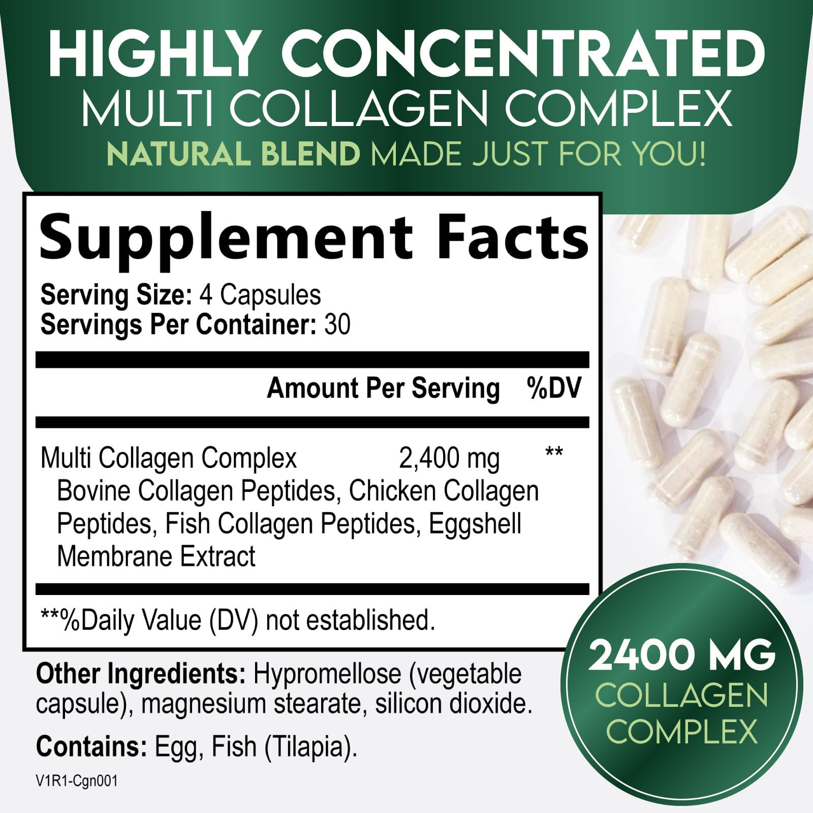 Foto 3 pulgar | Suplemento De Colágeno Nature's Nutrition 2400 Mg 120 Cápsulas - Venta Internacional.