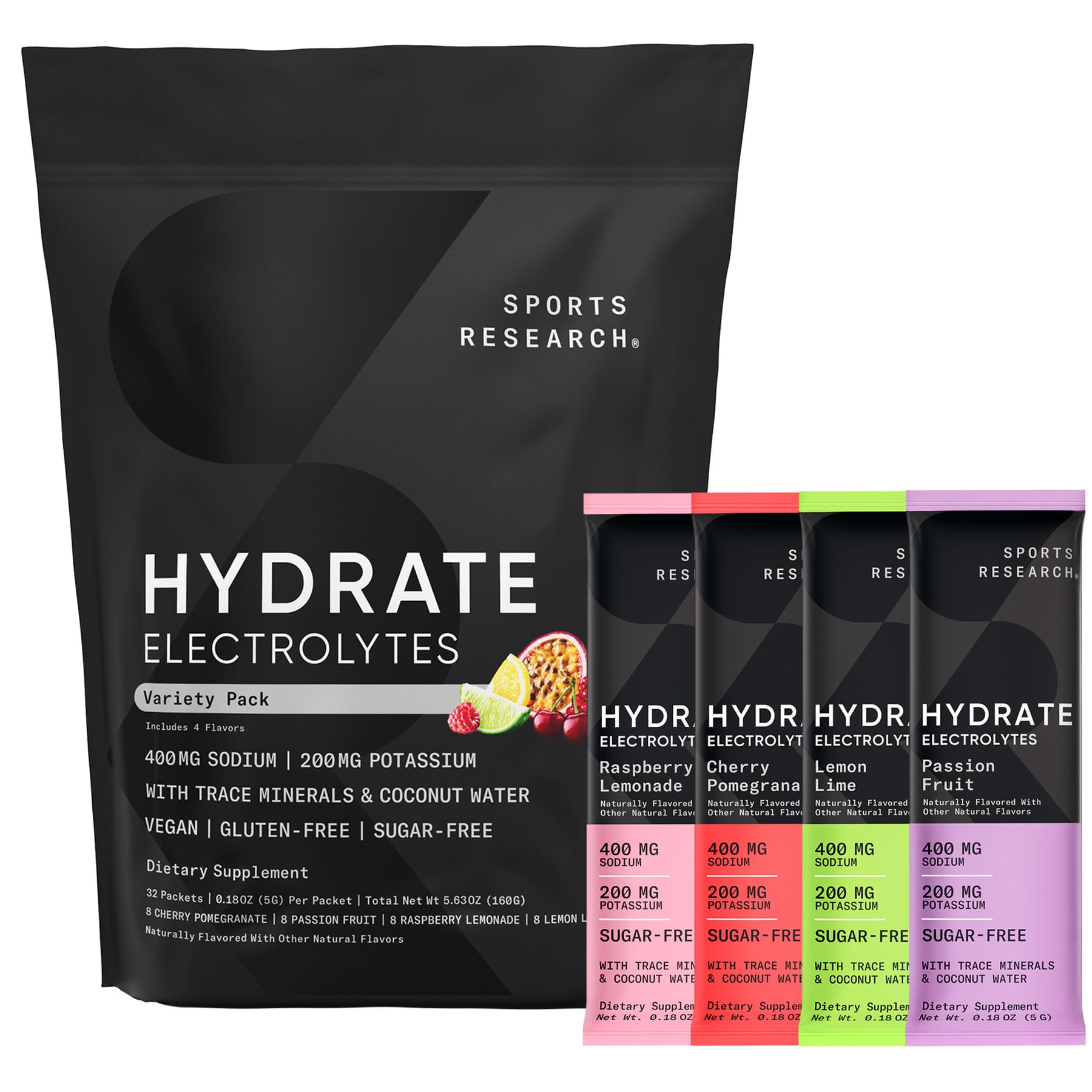 Foto 2 pulgar | Paquetes De Electrolitos En Polvo Sports Research Hydrate  16 X 20 Ml - Venta Internacional.
