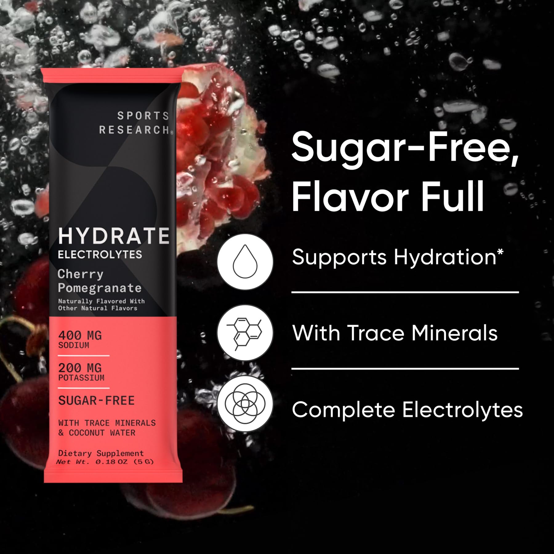 Foto 4 pulgar | Paquetes De Electrolitos En Polvo Sports Research Hydrate  16 X 20 Ml - Venta Internacional.