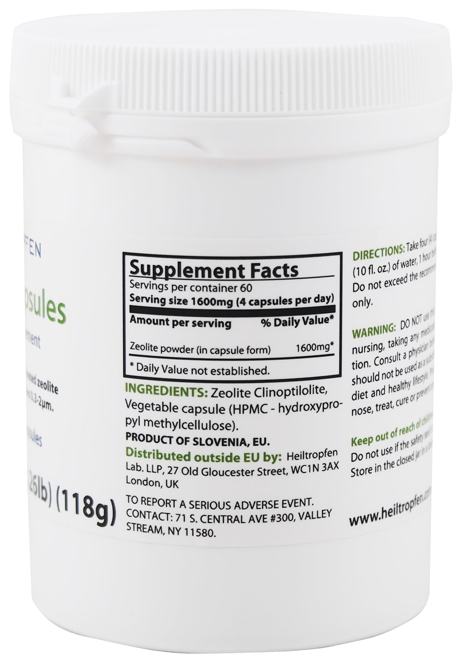 Foto 3 pulgar | Suplemento Heiltropfen Zeolite 240 Cápsulas Detox 400 Mg - Venta Internacional.