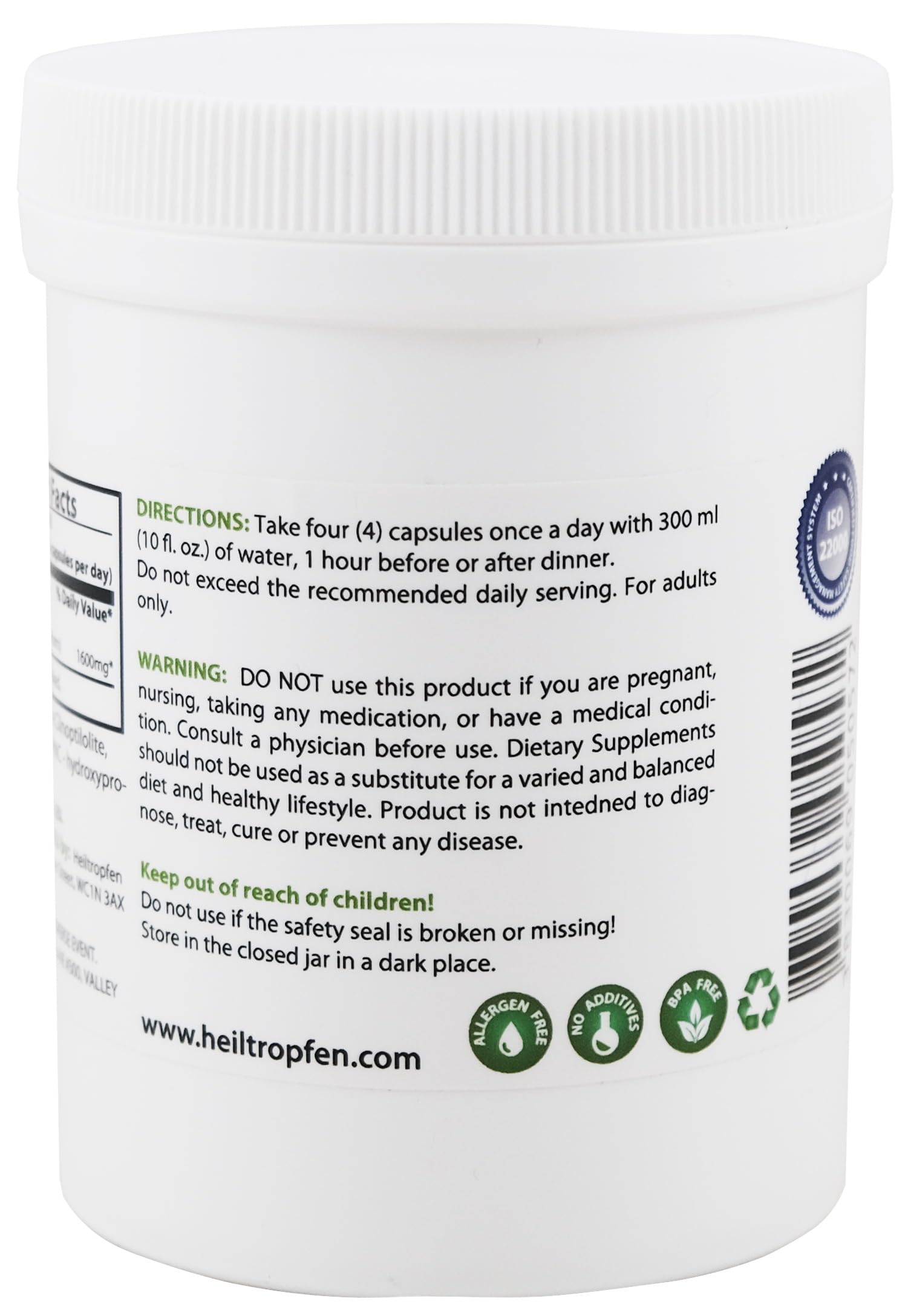 Foto 3 | Suplemento Heiltropfen Zeolite 240 Cápsulas Detox 400 Mg - Venta Internacional.