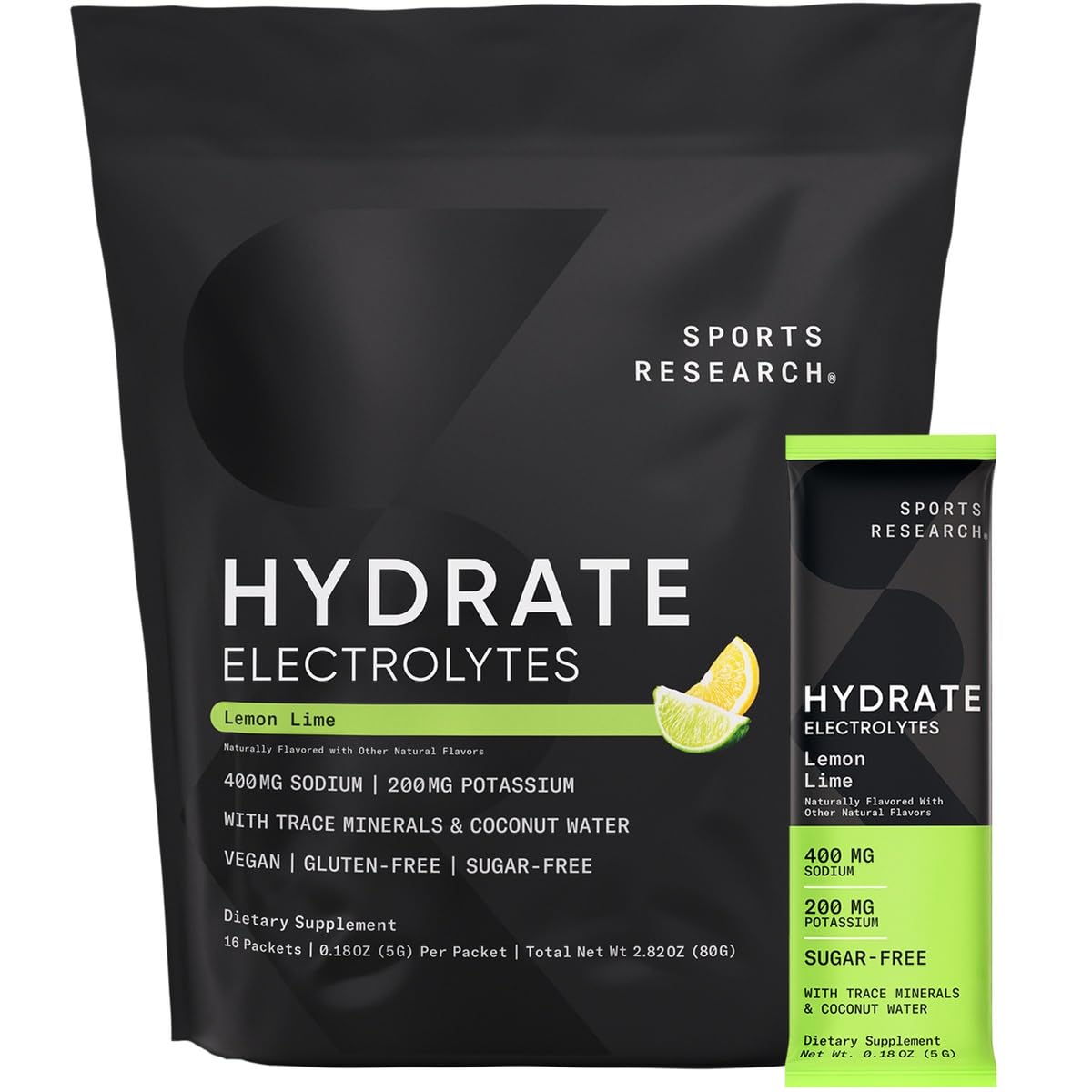 Foto 1 | Paquetes De Electrolitos En Polvo Sports Research Hydrate  16 Limón Y Lima - Venta Internacional.