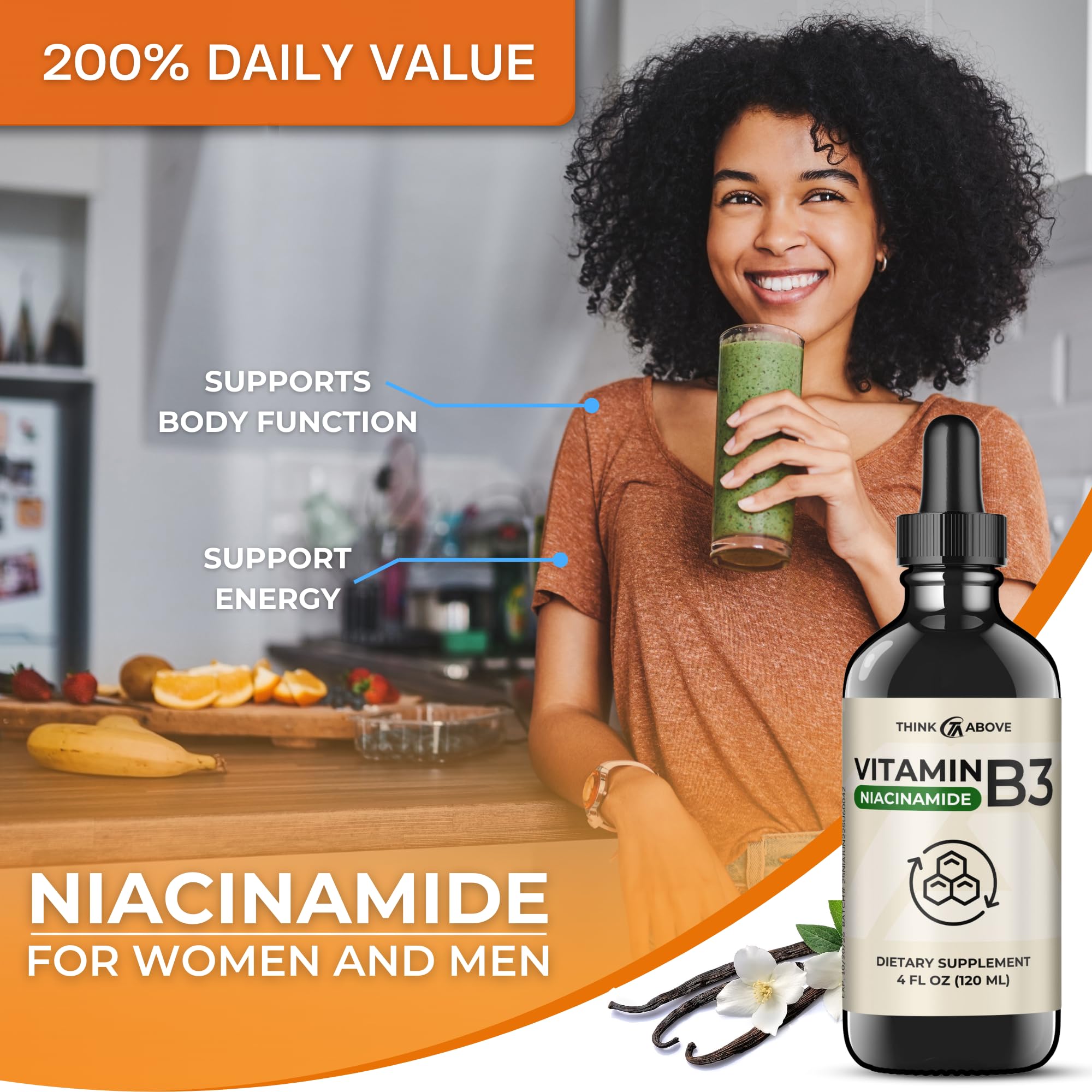 Foto 5 pulgar | Suplemento Think Above Liquid Vitamina B3 Niacinamida 120 Ml - Venta Internacional.