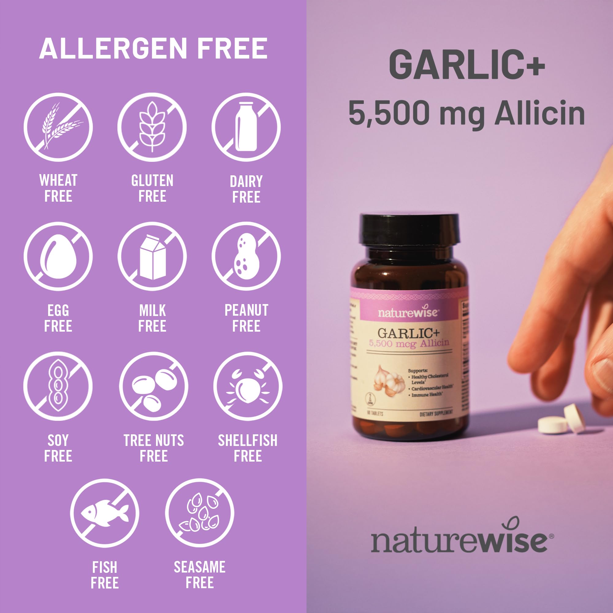 Foto 5 | Suplemento De Extracto De Ajo Naturewise De 5.5 Mg Con Vitaminas B Y C - Venta Internacional.