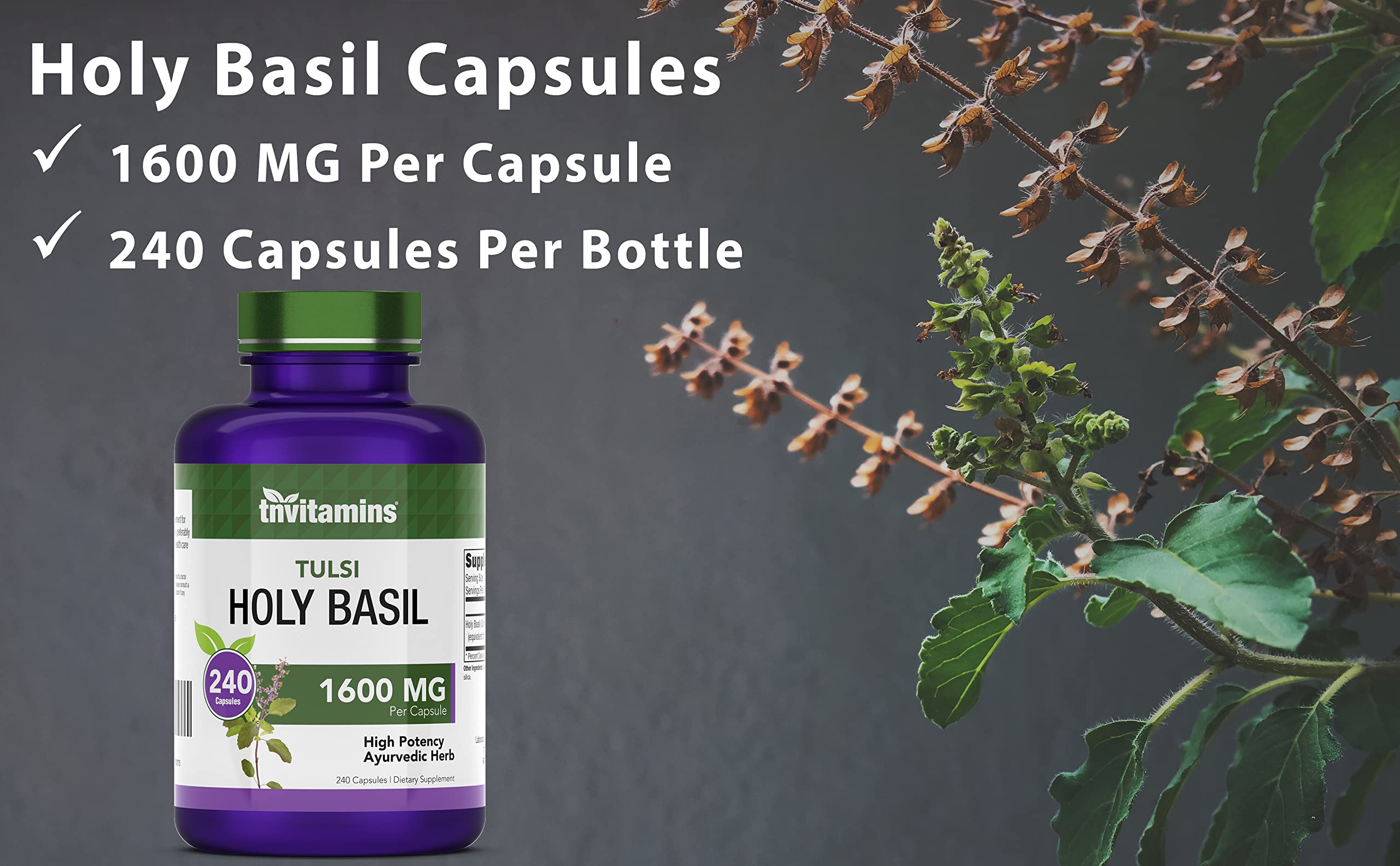 Foto 7 pulgar | Suplemento De Vitaminas Y Albahaca Sagrada  1600 Mg  240 Cápsulas - Venta Internacional.